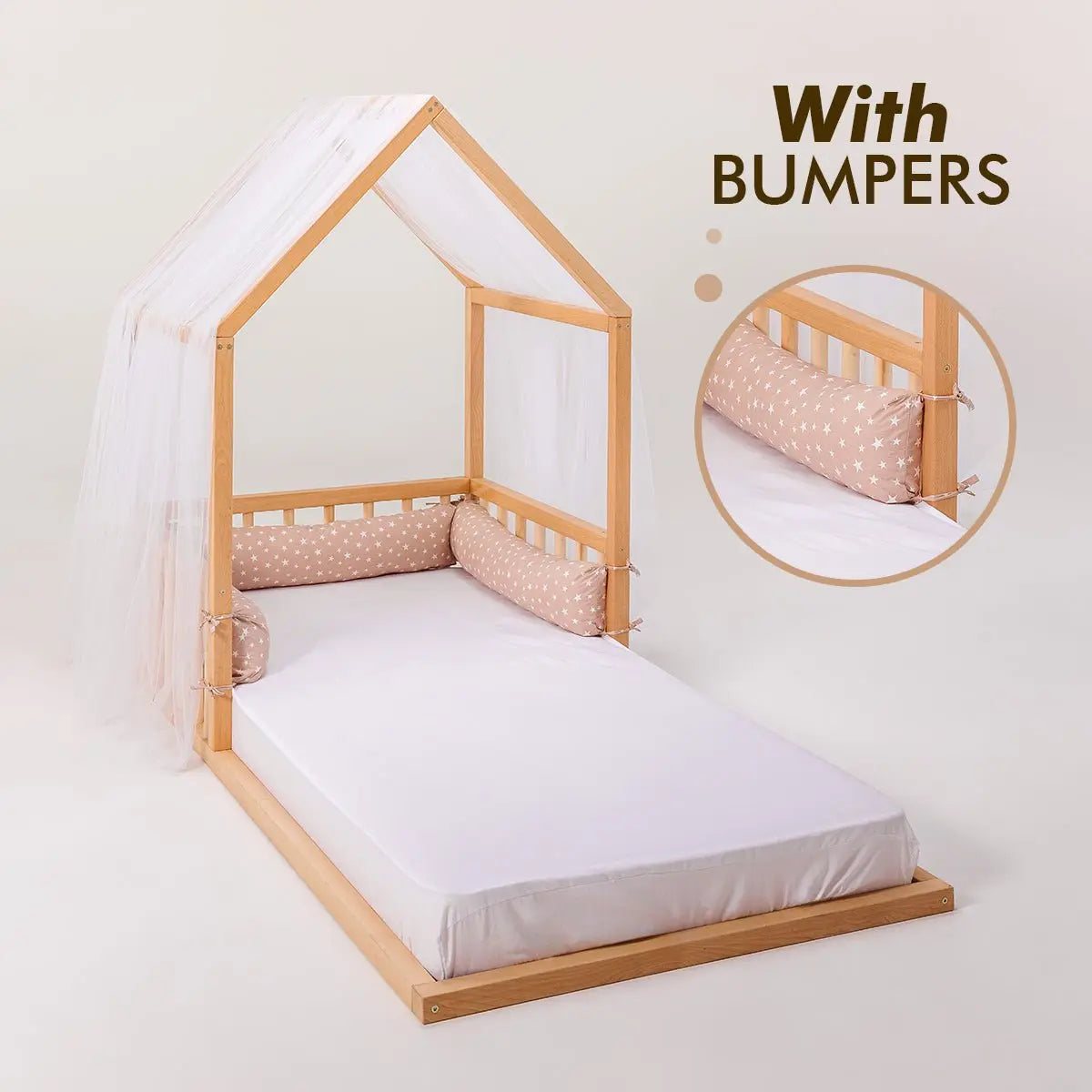 Small Wooden Montessori House Floor Bed with Fence and Roof Goodevas Everetts Place: Online Boutique 299.00