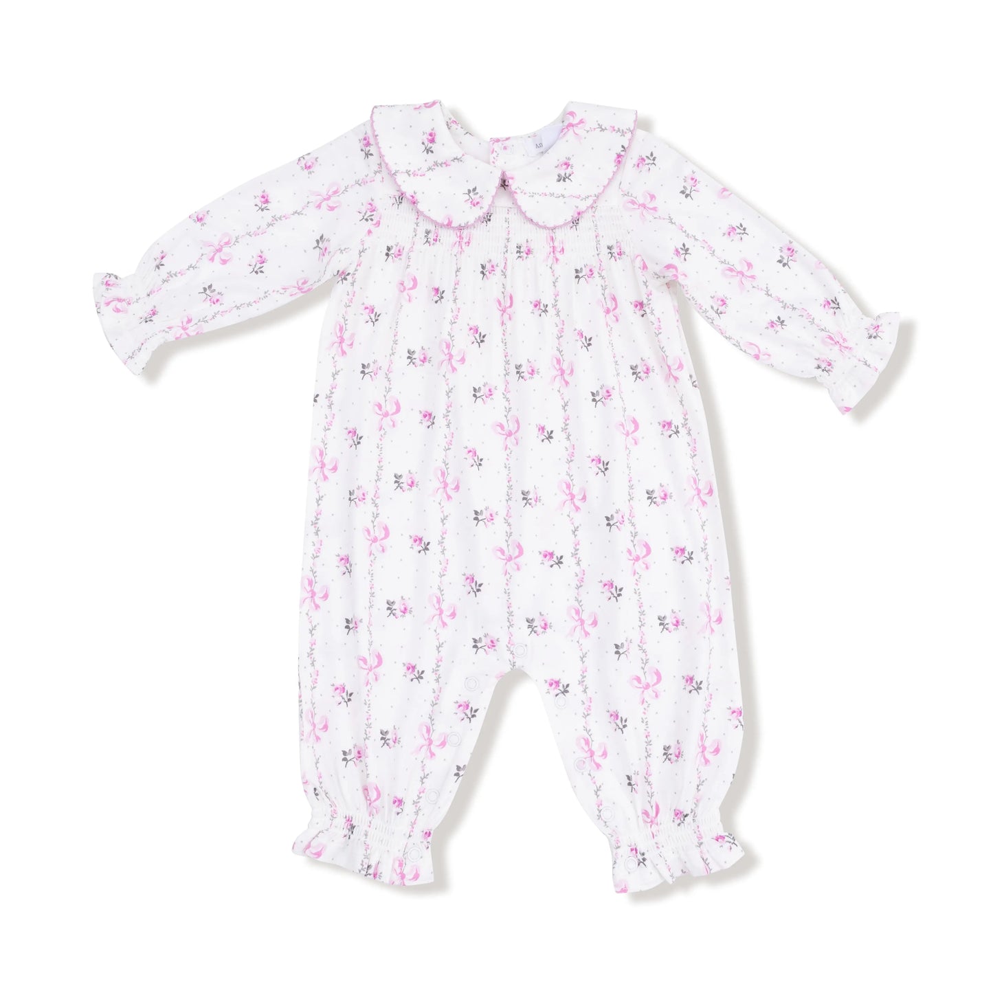 Angel Dear Smocked Long Sleeve Romper With Peter Pan Collar In Viscose - Apparel & Accessories > Clothing > Baby & Toddler Clothing > Baby One-Pieces 934