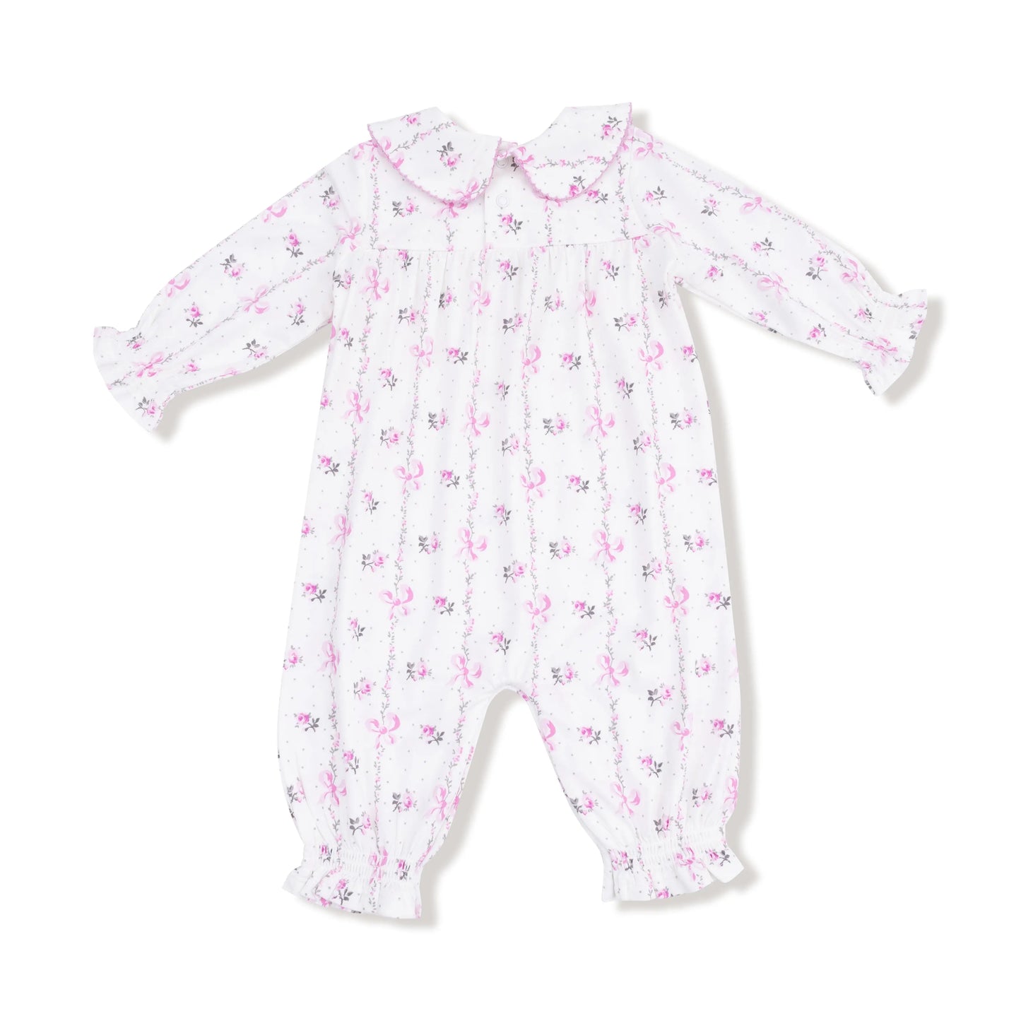 Angel Dear Smocked Long Sleeve Romper With Peter Pan Collar In Viscose - Apparel & Accessories > Clothing > Baby & Toddler Clothing > Baby One-Pieces 934