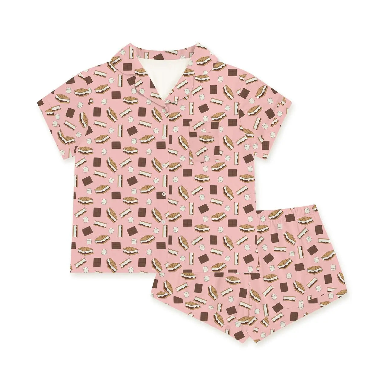 Smore To Love Womens Short Sleeve Bamboo Pajama Set Pink Dreamlet Everetts Place: Online Boutique