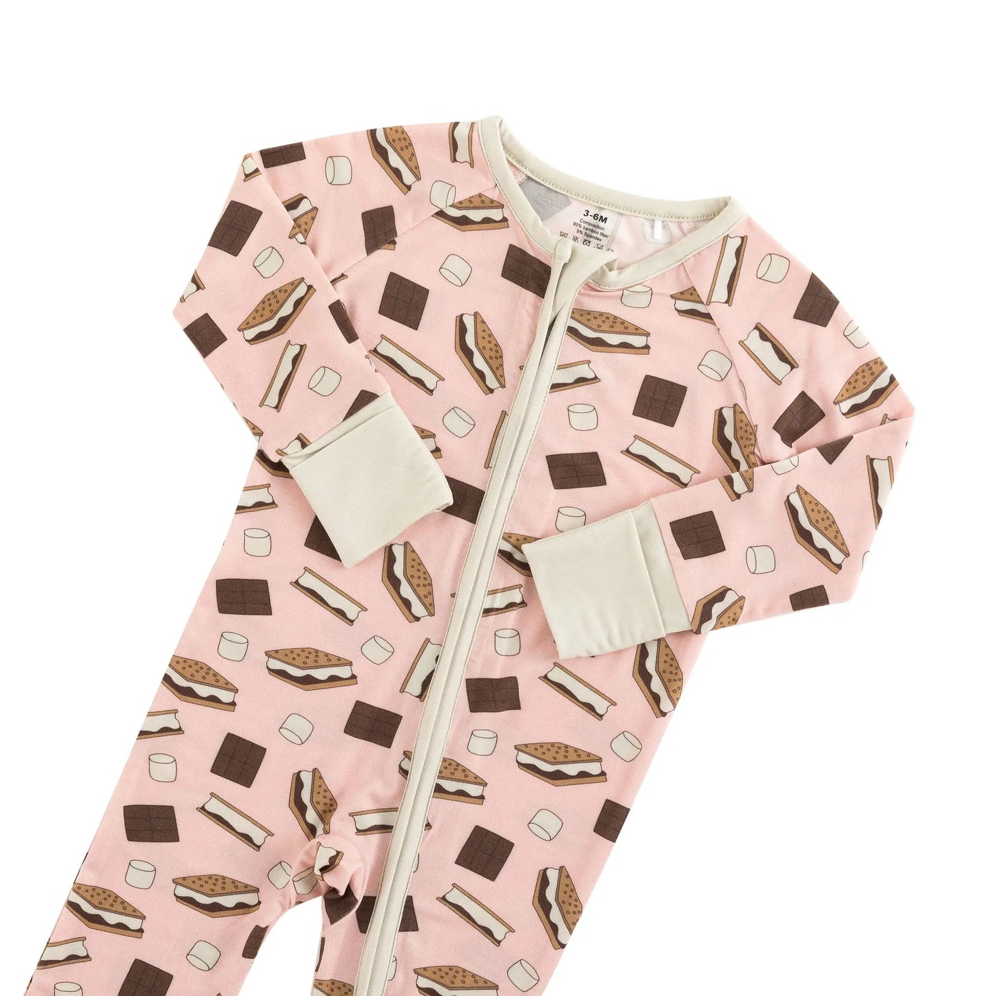 Smores to Love Cozy Convertible Zip Footies Pink Nightwear Dreamlet Everetts Place: Online Boutique