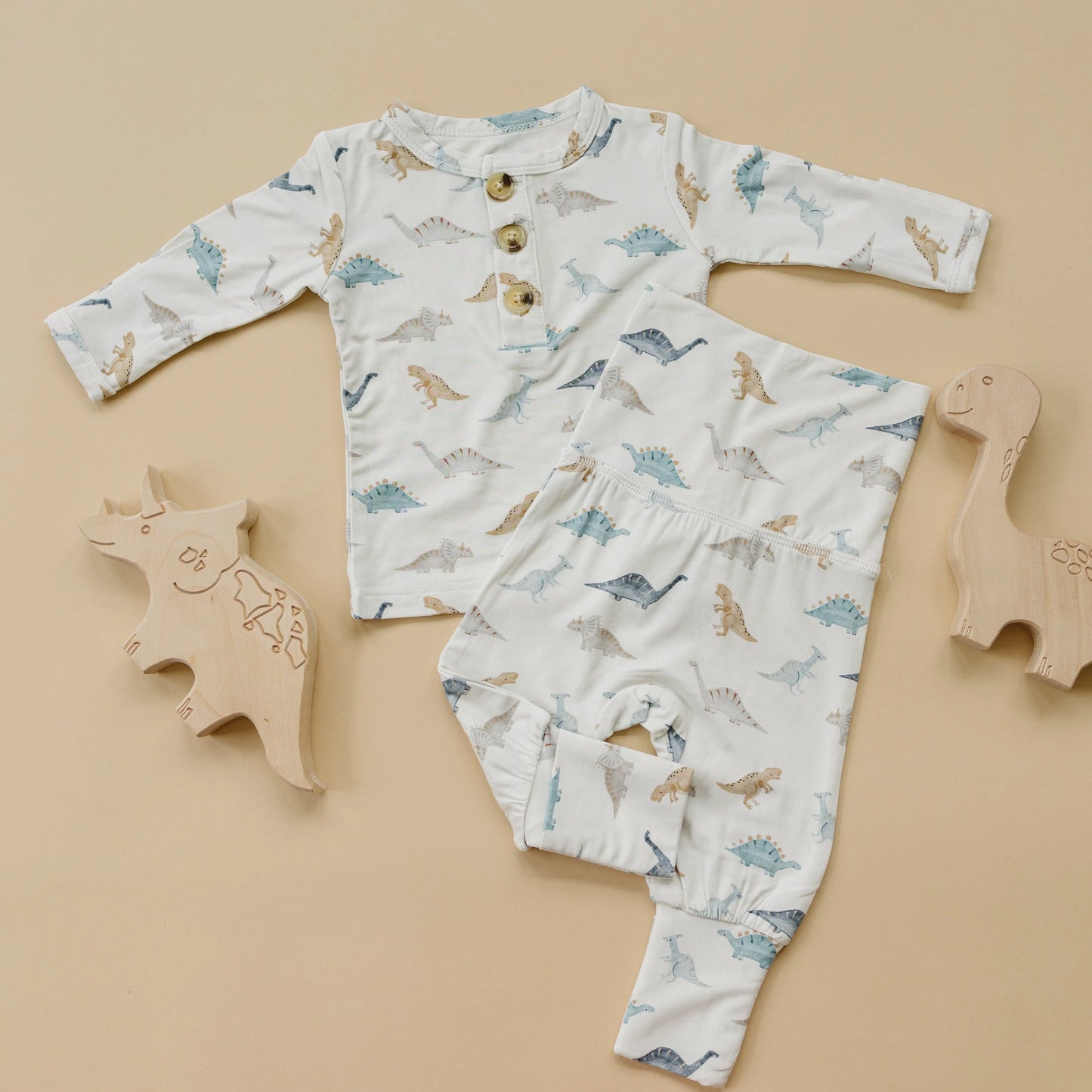 Snugglesaurus Bamboo Pajamas Two Piece Henley Cozy For Kids Little Joy Co. Everetts Place: Online Boutique