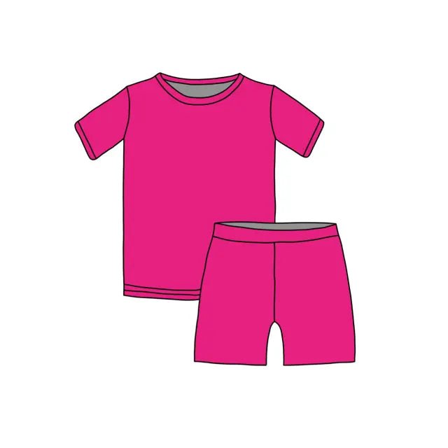 Miller & Co. Solid Pink Sheriff, Bamboo Two Piece Short Sleeve & Shorts Pajama Set - Everetts Place Boutique -