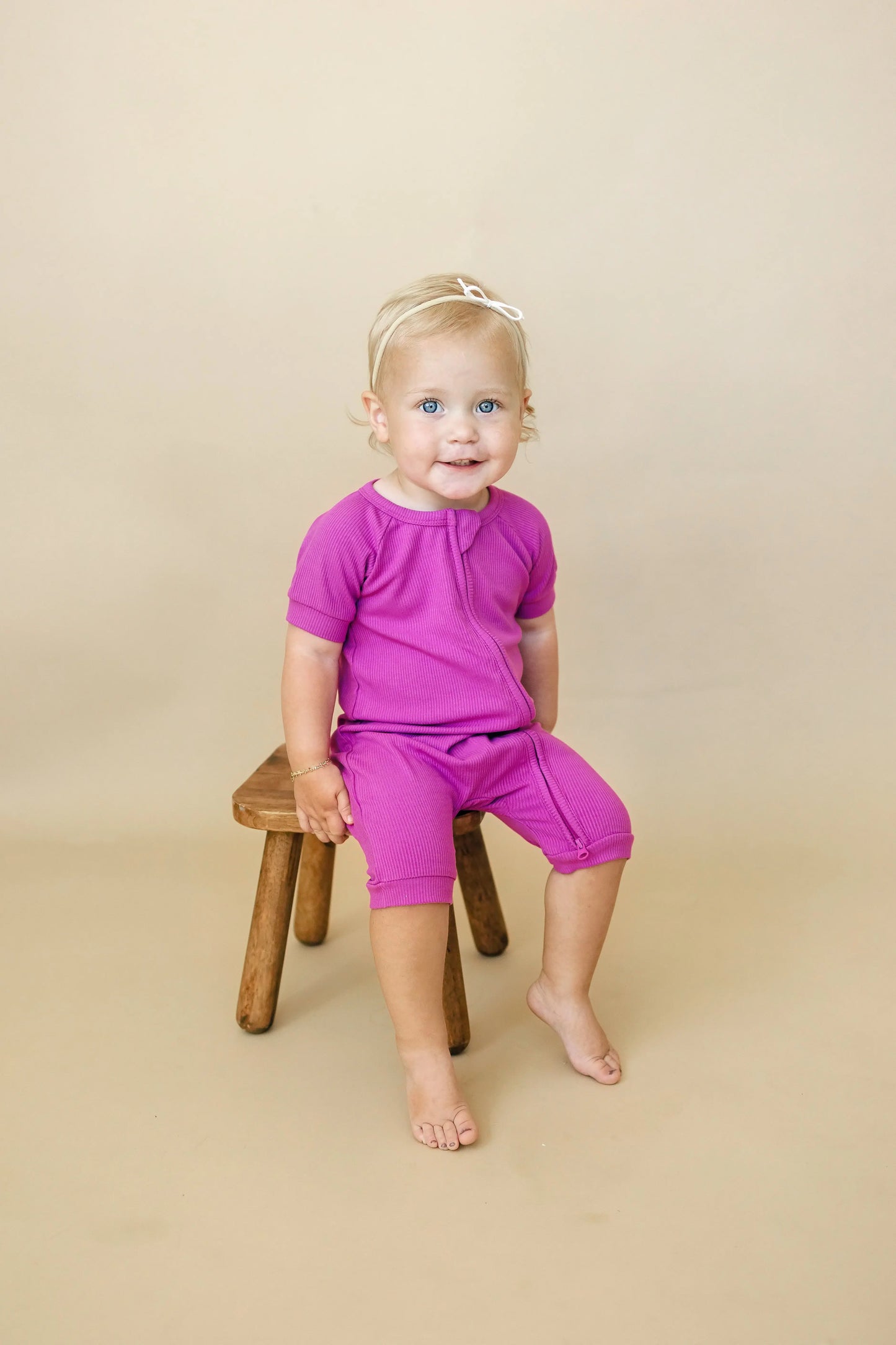 Solid Ribbed Bamboo Shorty Romper for Babies Everyday Wear Little Joy Co. Everetts Place: Online Boutique