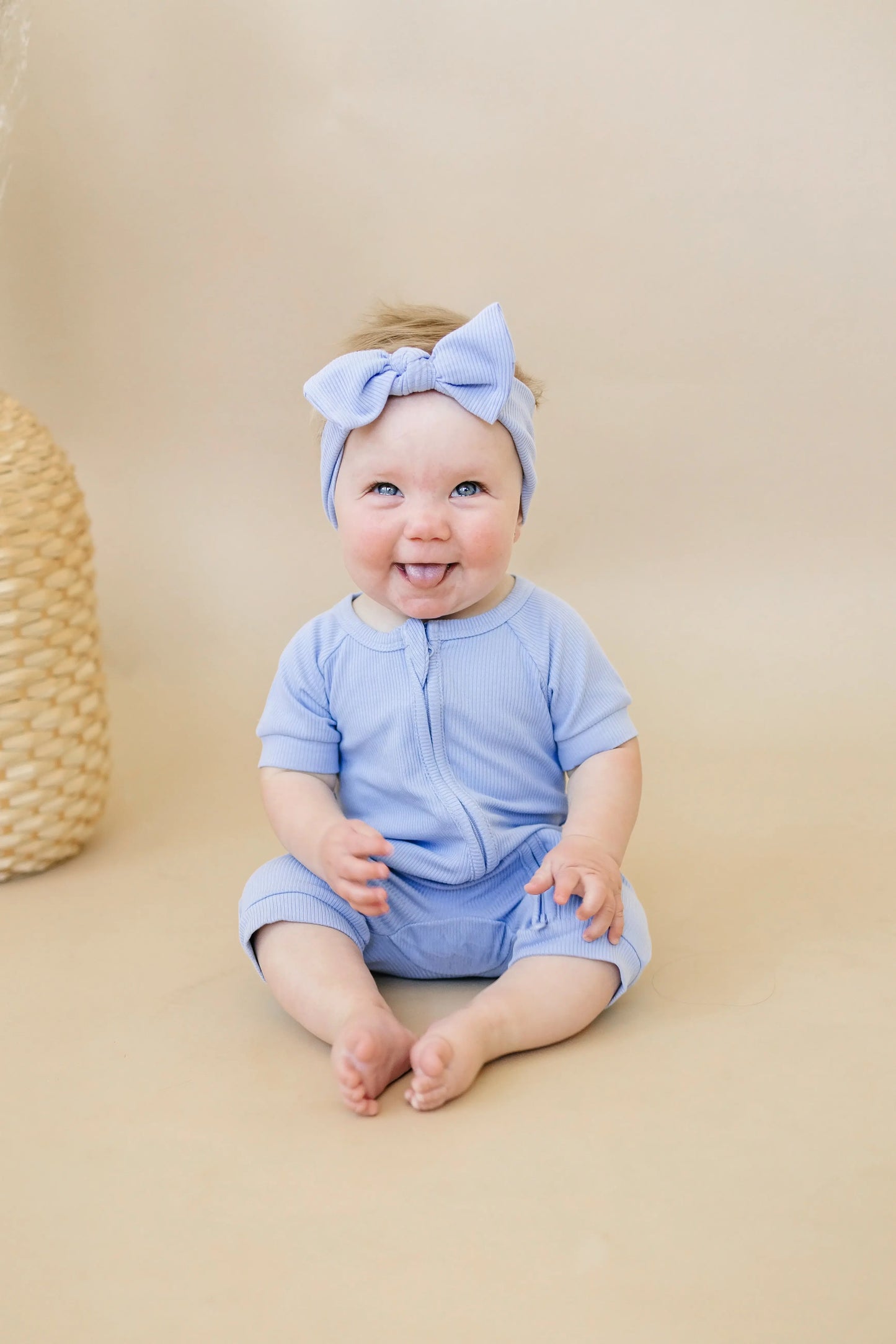 Solid Ribbed Bamboo Shorty Romper for Babies Everyday Wear Little Joy Co. Everetts Place: Online Boutique