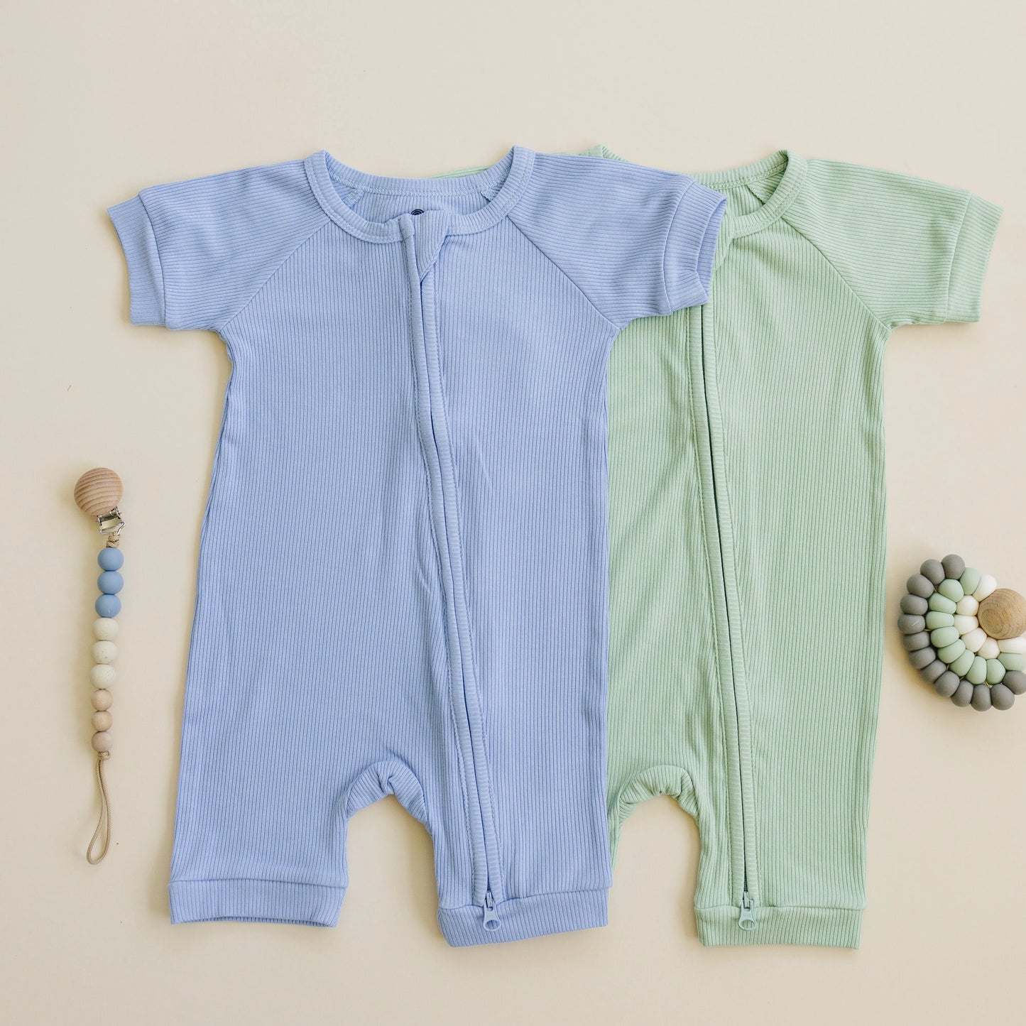 Solid Ribbed Bamboo Shorty Romper for Babies Everyday Wear Little Joy Co. Everetts Place: Online Boutique