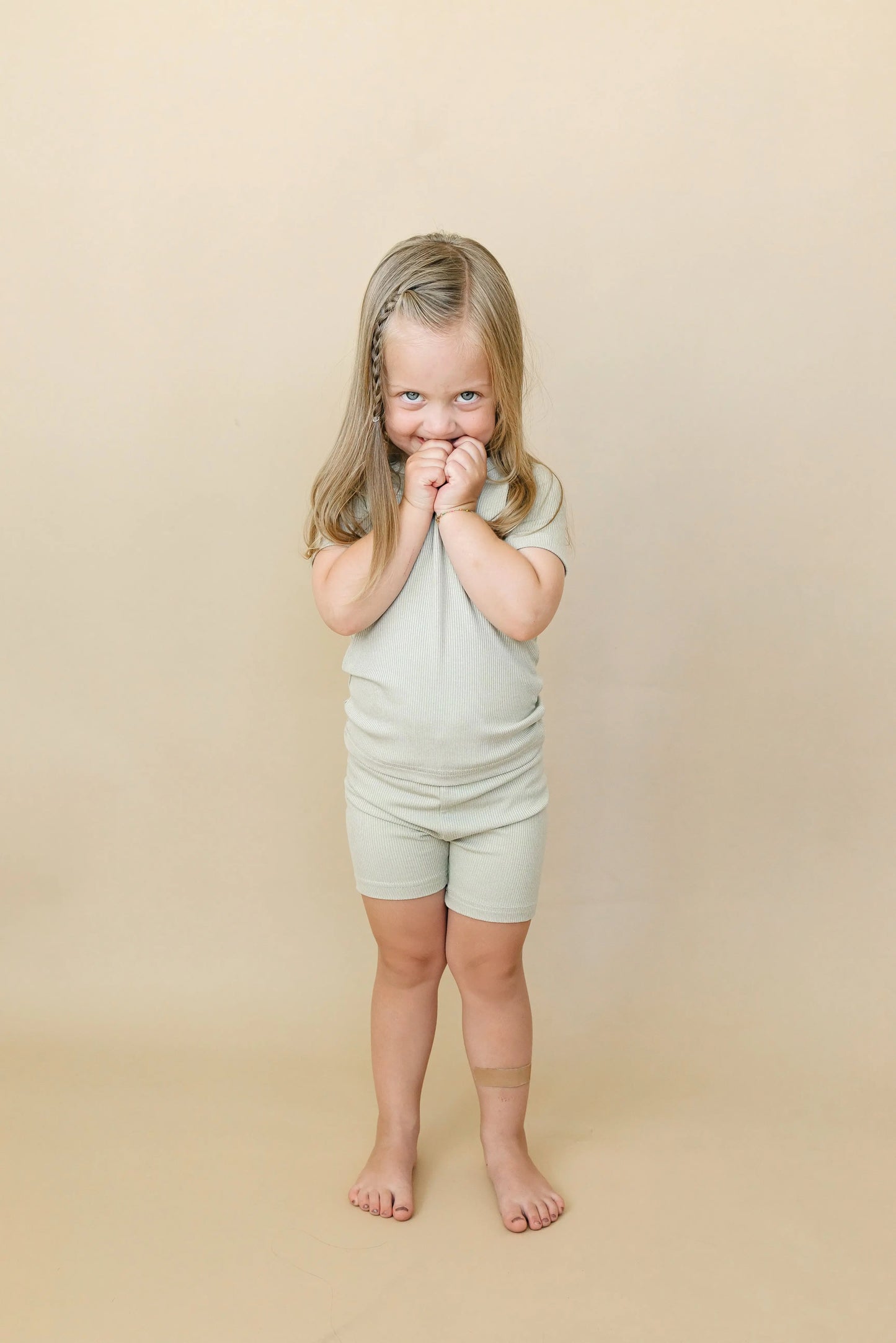 Solid Ribbed Bamboo Two Piece Pajamas For Toddlers Little Joy Co. Everetts Place: Online Boutique