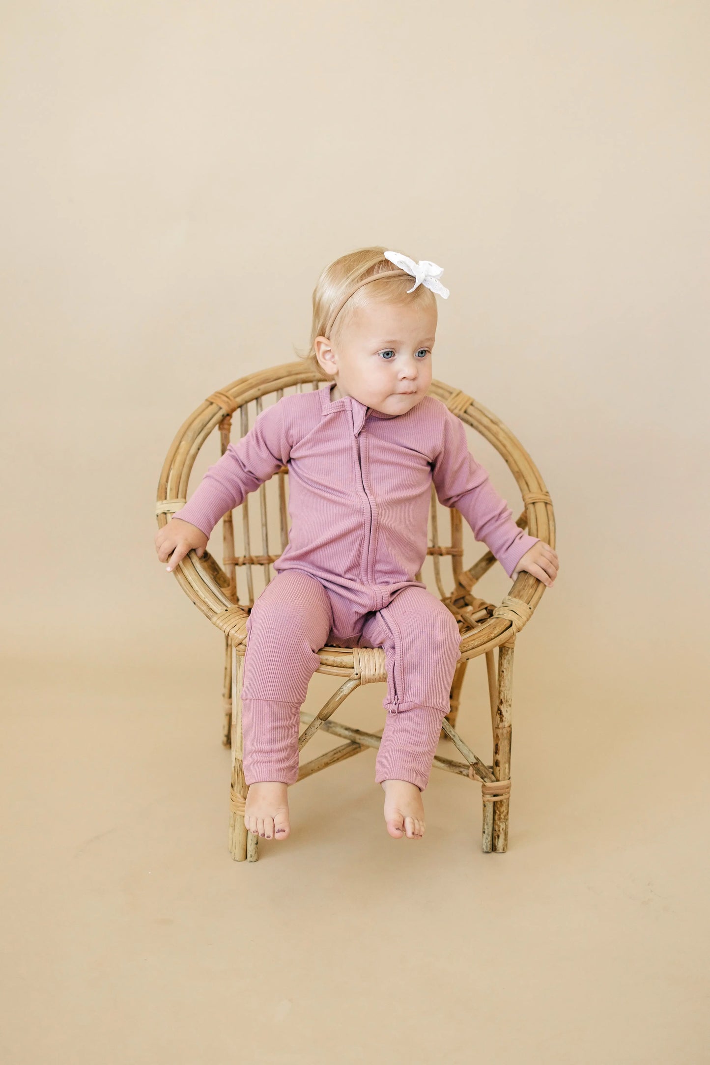 Solid Ribbed Bamboo Zippy Romper for Babies in Colors Little Joy Co. Everetts Place: Online Boutique