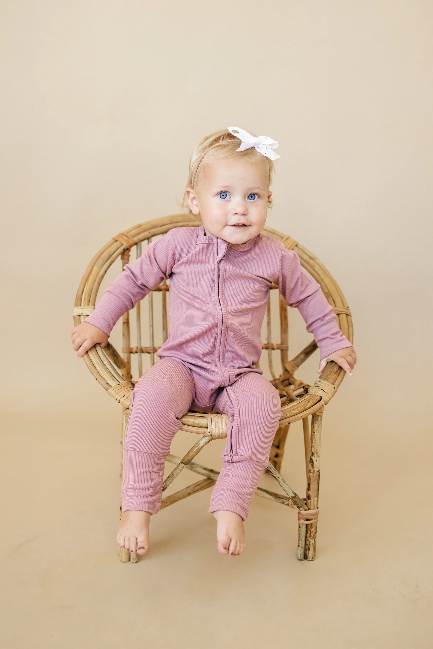 Solid Ribbed Bamboo Zippy Romper for Babies in Colors Little Joy Co. Everetts Place: Online Boutique 22.00