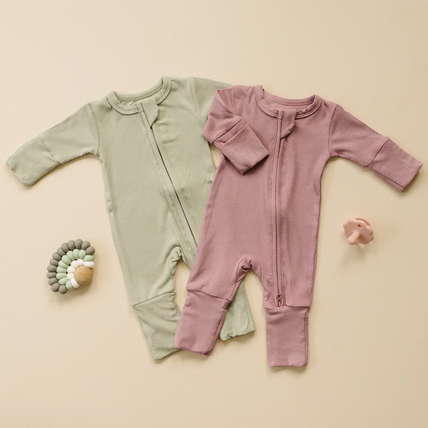 Solid Ribbed Bamboo Zippy Romper for Babies in Colors Little Joy Co. Everetts Place: Online Boutique
