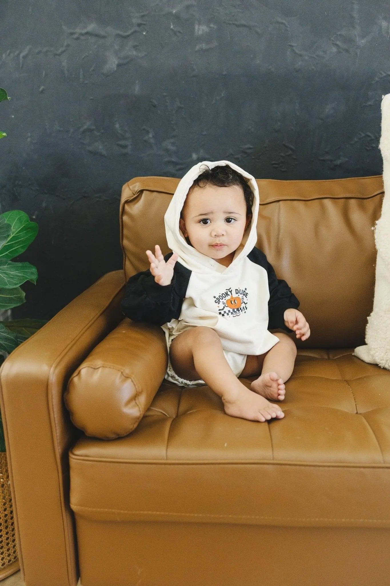Spooky Dude Hooded Sweatshirt Romper Little Joy Co. Everetts Place: Online Boutique