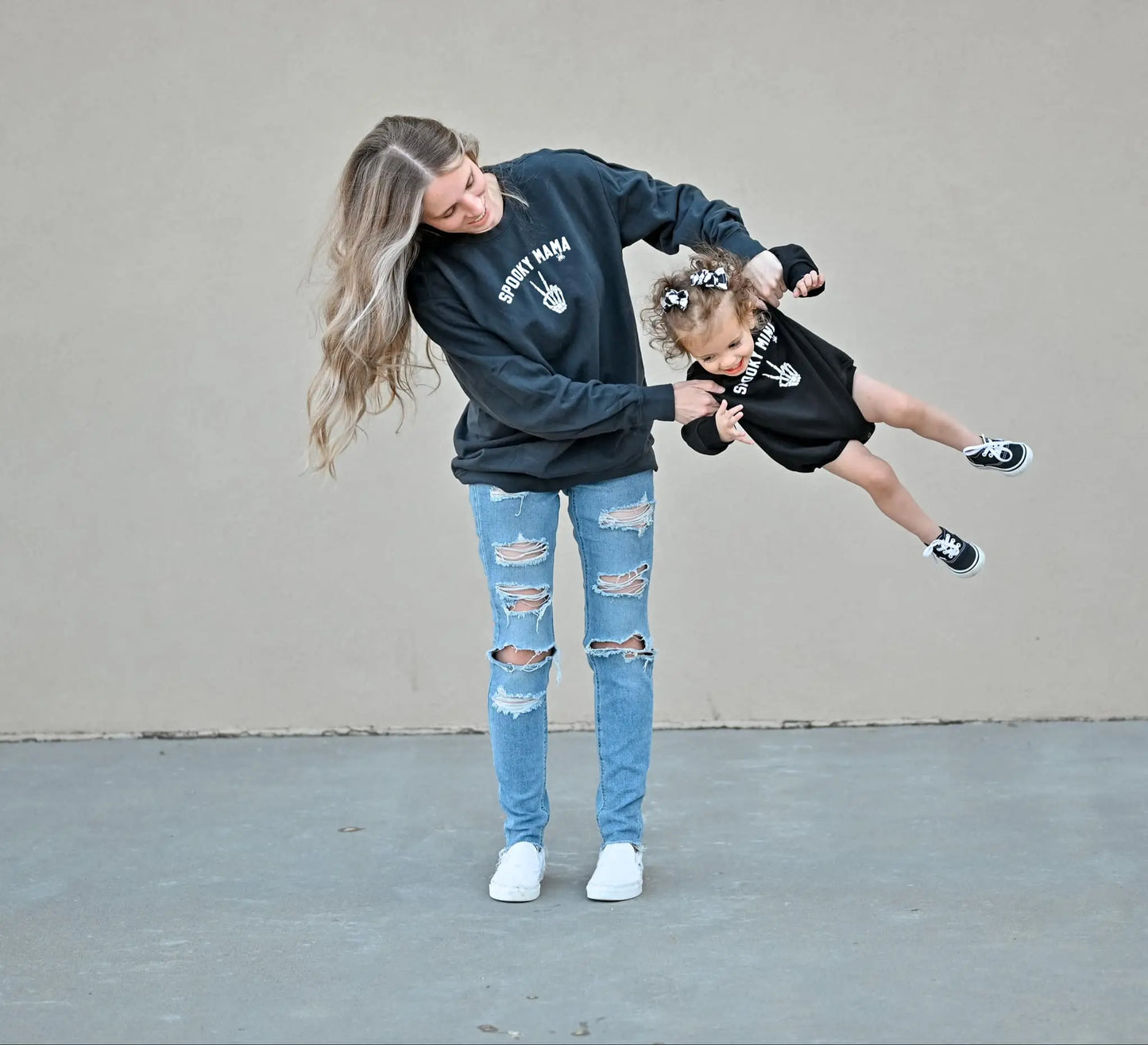 Spooky Mini Skeletons Sweatshirt Romper With Snap Closure Little Joy Co. Everetts Place: Online Boutique