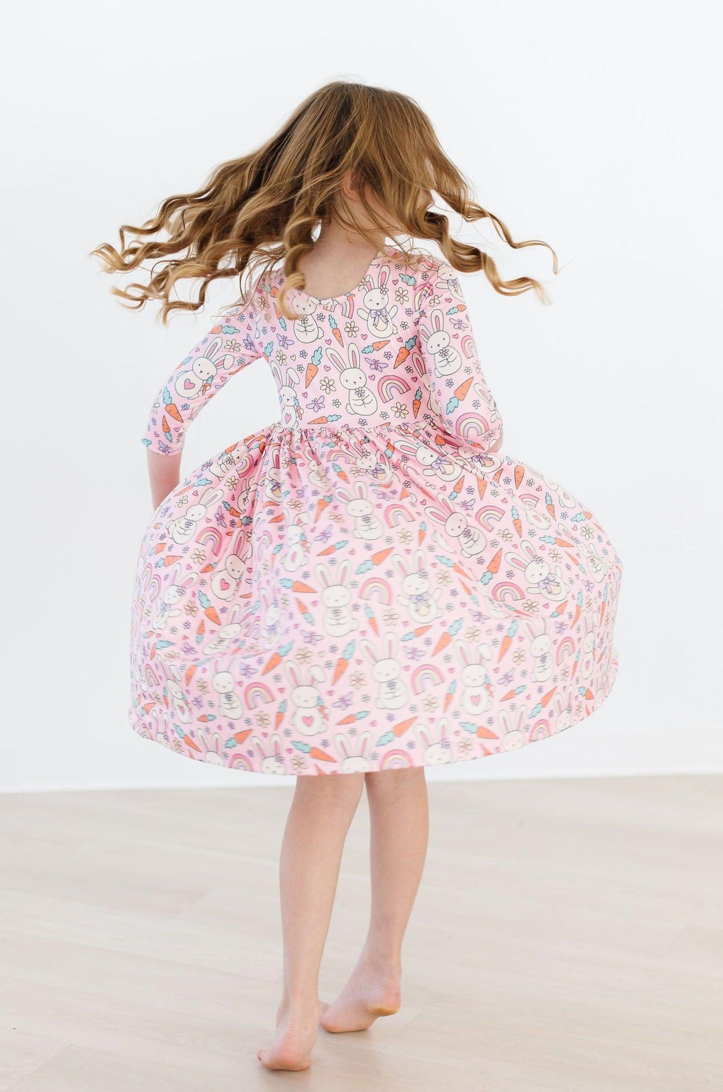 Mila & Rose ® Springtime Bunnies Three Quarter Sleeve Pocket Twirl Dress - Apparel & Accessories > Clothing > Dresses Twirl Pocket Dress 3/4