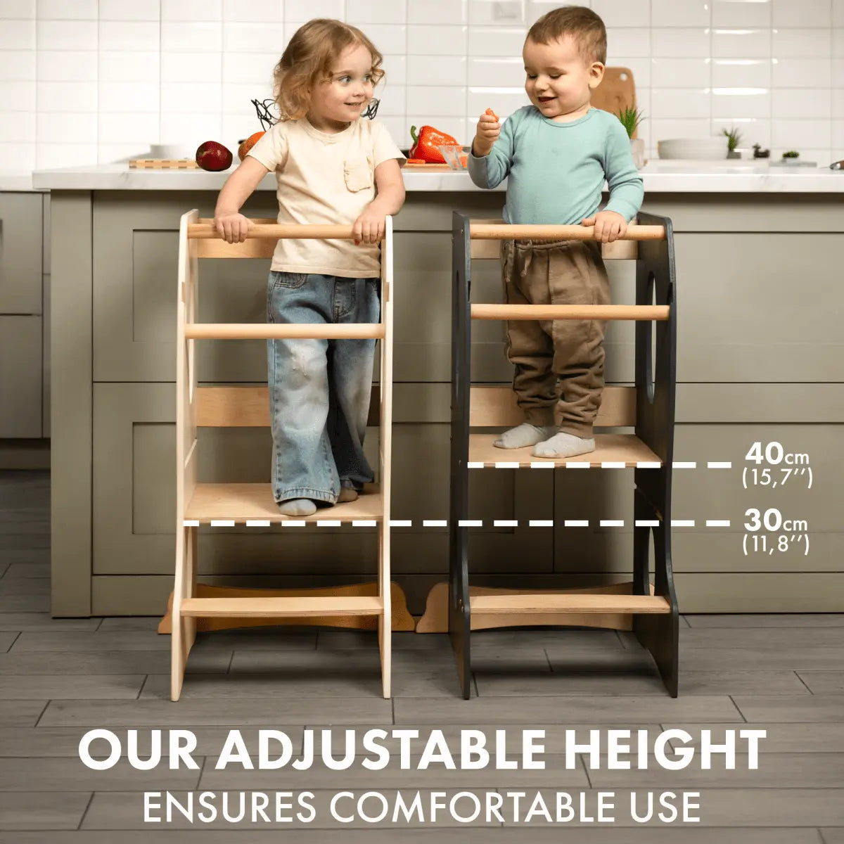 Stable Montessori Learning Tower Wooden Growing Chair Grey Goodevas Everetts Place: Online Boutique
