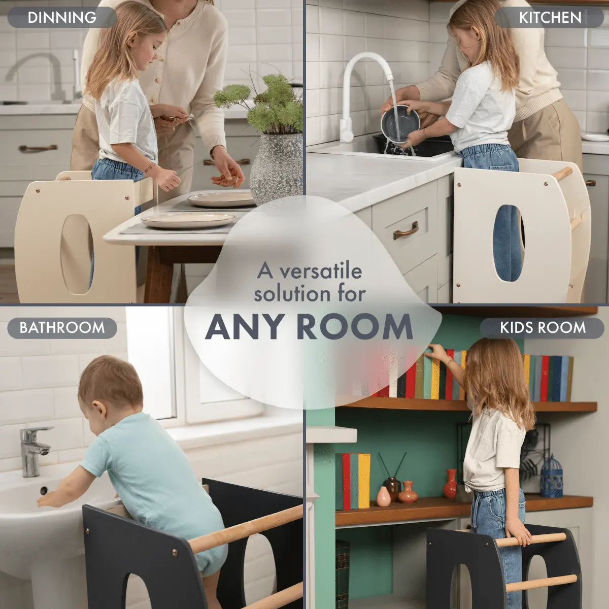 Stable Montessori Learning Tower Wooden Growing Chair Grey Goodevas Everetts Place: Online Boutique