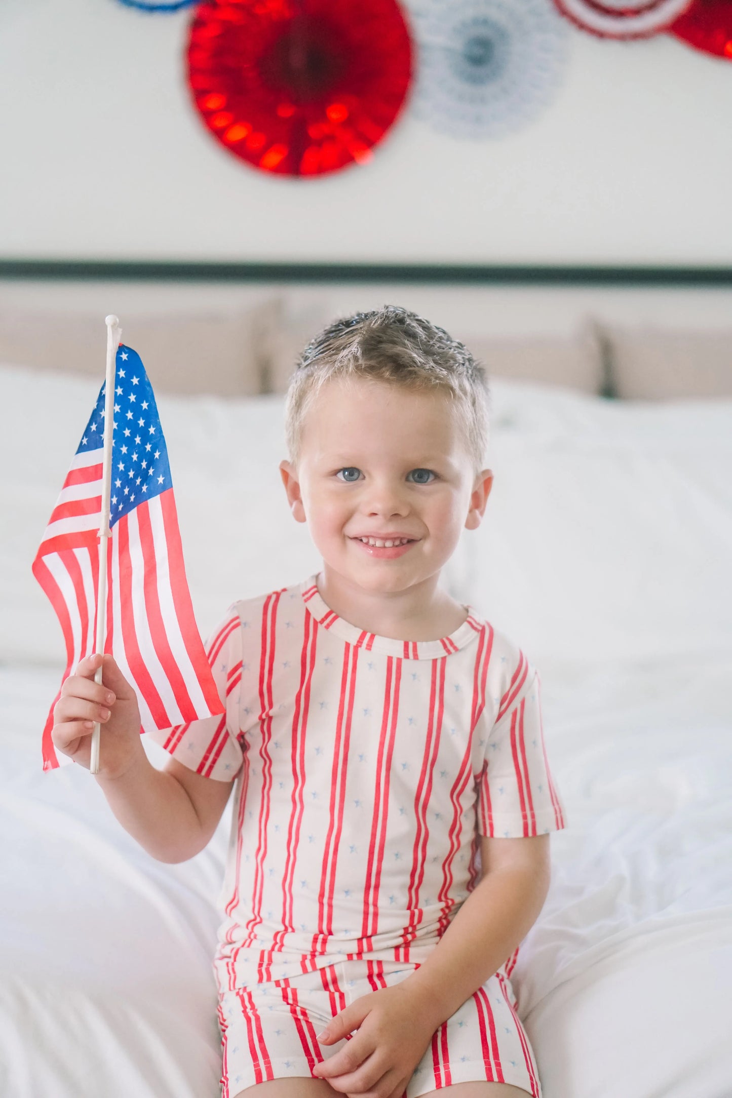 Stars And Stripes 2 Piece Bamboo Pajamas Soft Sleepwear Little Joy Co. Everetts Place: Online Boutique