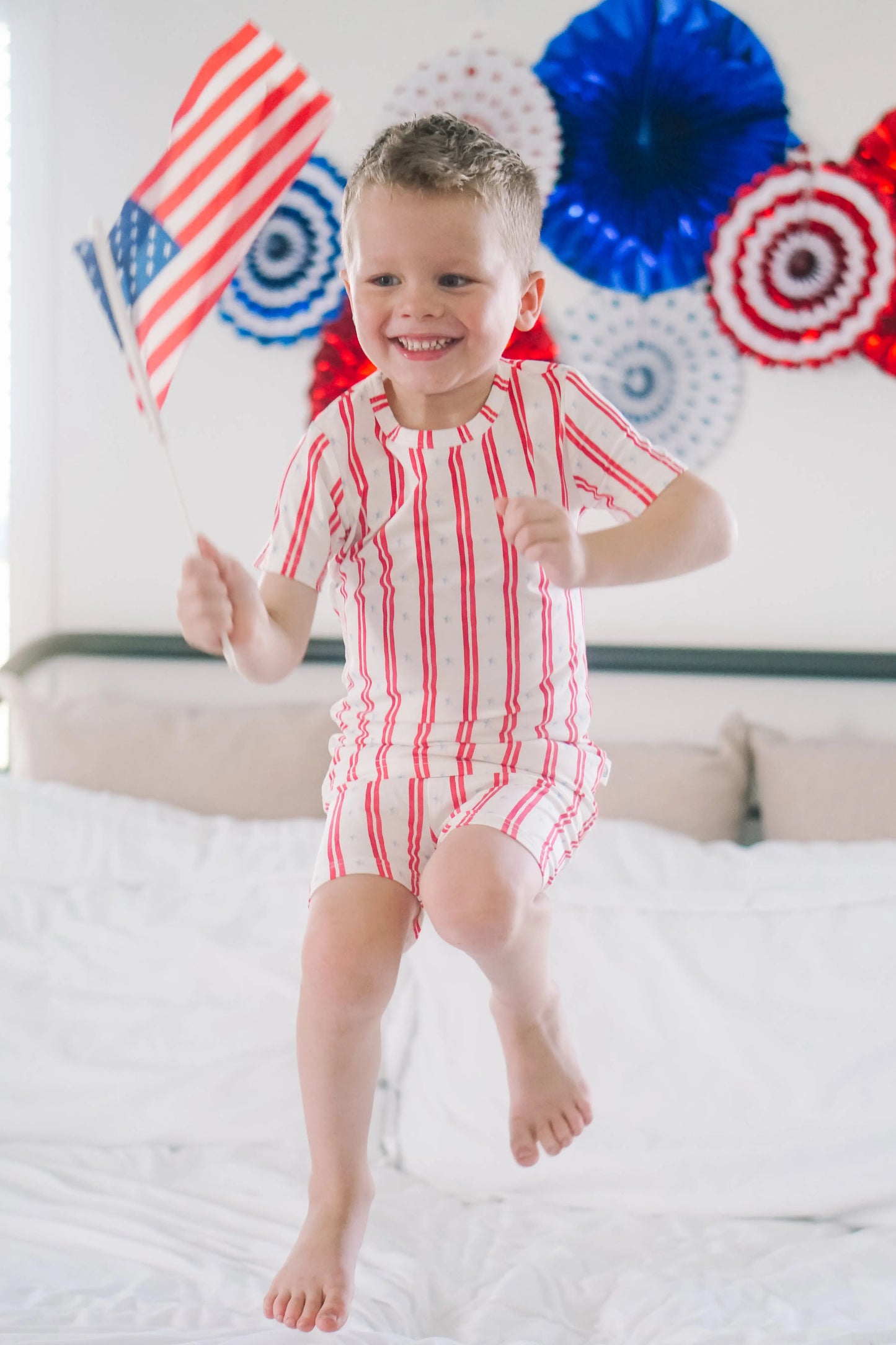 Stars And Stripes 2 Piece Bamboo Pajamas Soft Sleepwear Little Joy Co. Everetts Place: Online Boutique