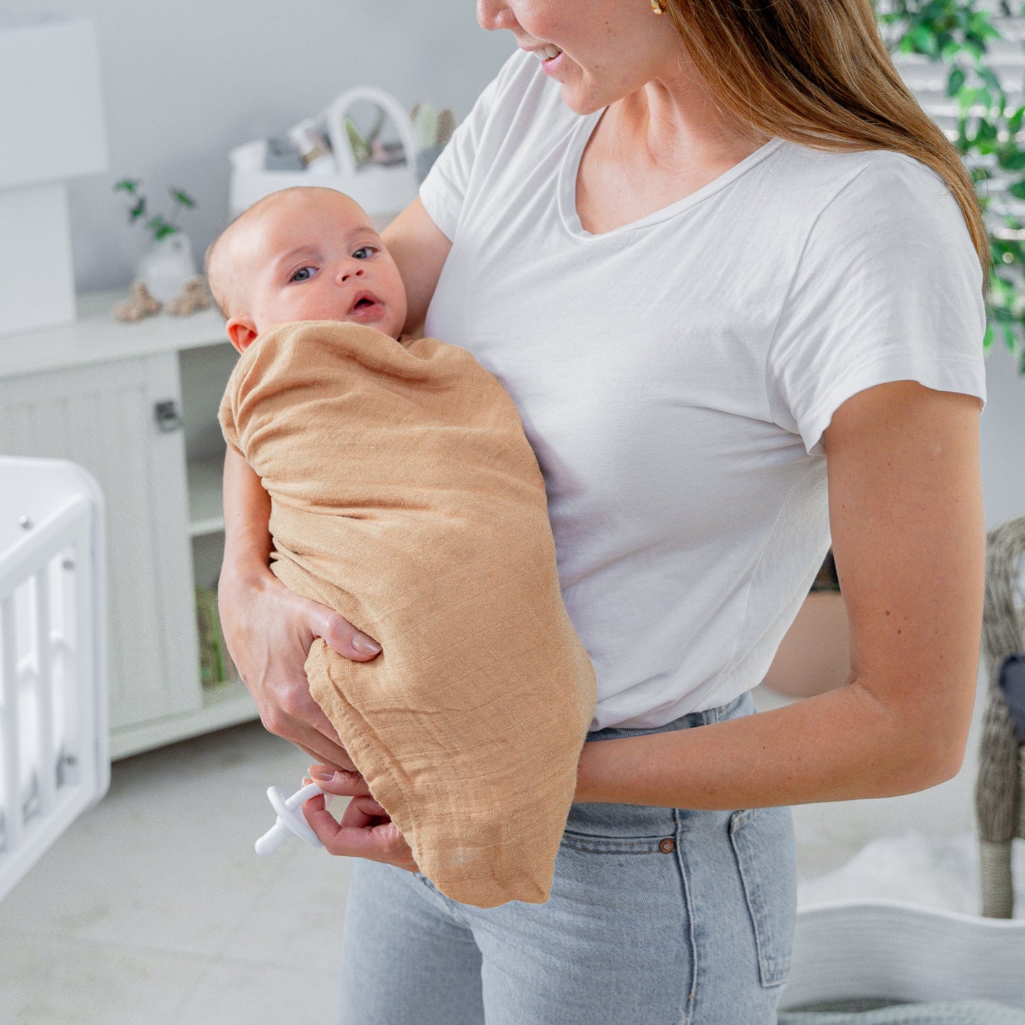 Muslin Swaddle Blanket Caramel 1 Pack For Newborns Comfy Cubs Everetts Place: Online Boutique