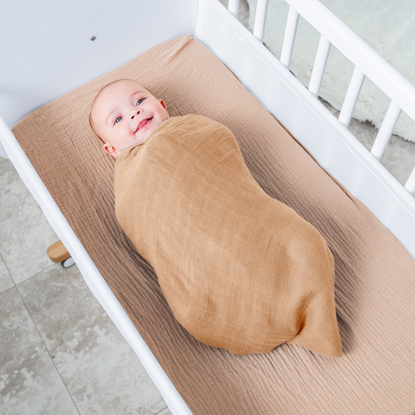 Muslin Swaddle Blanket Caramel 1 Pack For Newborns Comfy Cubs Everetts Place: Online Boutique