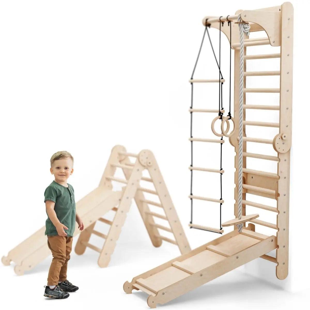 Swedish Ladder Set With Swing Gym 3 In 1 Slide Board And Triangle Ladder Goodevas Everetts Place: Online Boutique