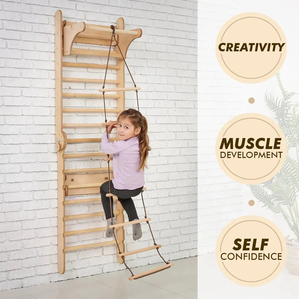 Swedish Ladder Set With Swing Gym 3 In 1 Slide Board And Triangle Ladder Goodevas Everetts Place: Online Boutique