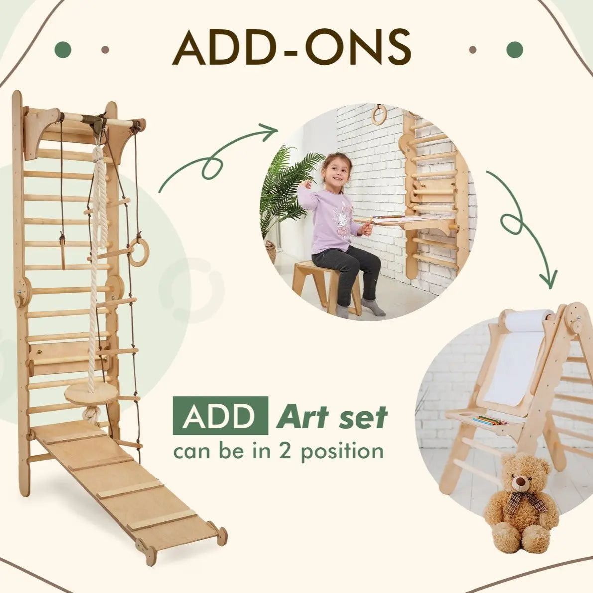 Swedish Ladder Set With Swing Gym 3 In 1 Slide Board And Triangle Ladder Goodevas Everetts Place: Online Boutique