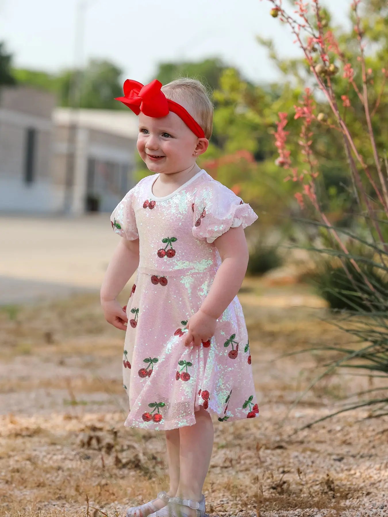 Sweet Cherry Sequins Cute Dress for Girls Rylee Faith Designs Everetts Place: Online Boutique