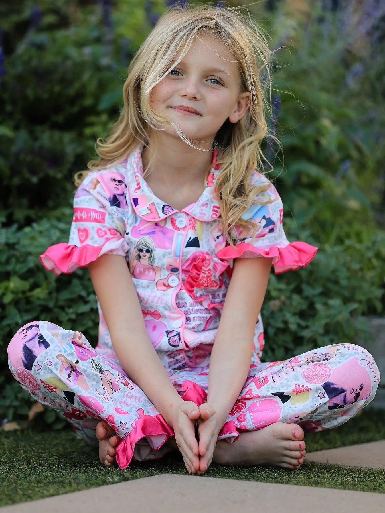 TS Character Print Girls Pink Pajamas for Cozy Nights and Lounging Rylee Faith Designs