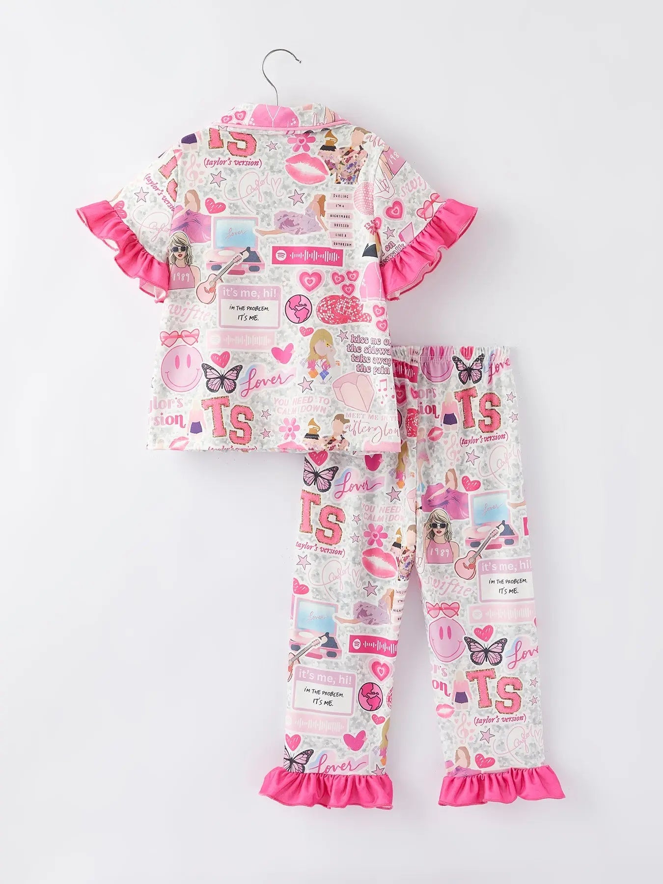 TS Character Print Girls Pink Pajamas for Cozy Nights and Lounging Rylee Faith Designs
