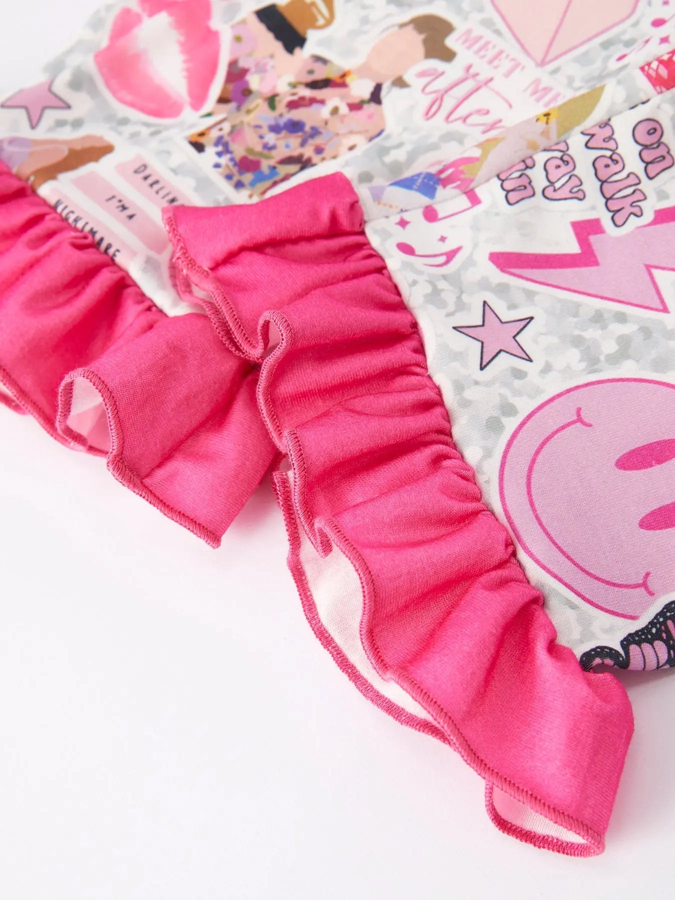TS Character Print Girls Pink Pajamas for Cozy Nights and Lounging Rylee Faith Designs