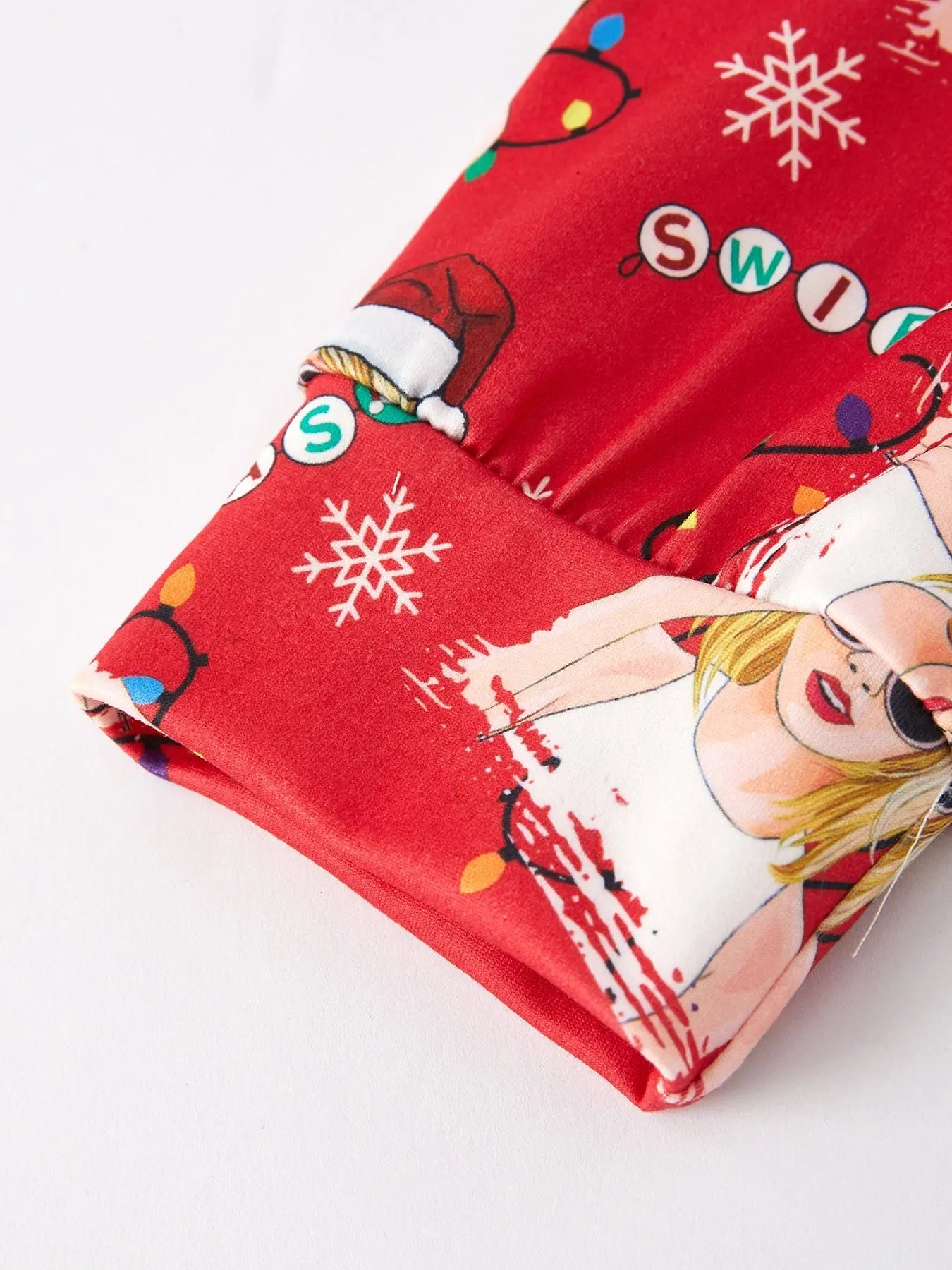 TS Christmas Print Red Girls Milk Silk Pajamas Rylee Faith Designs