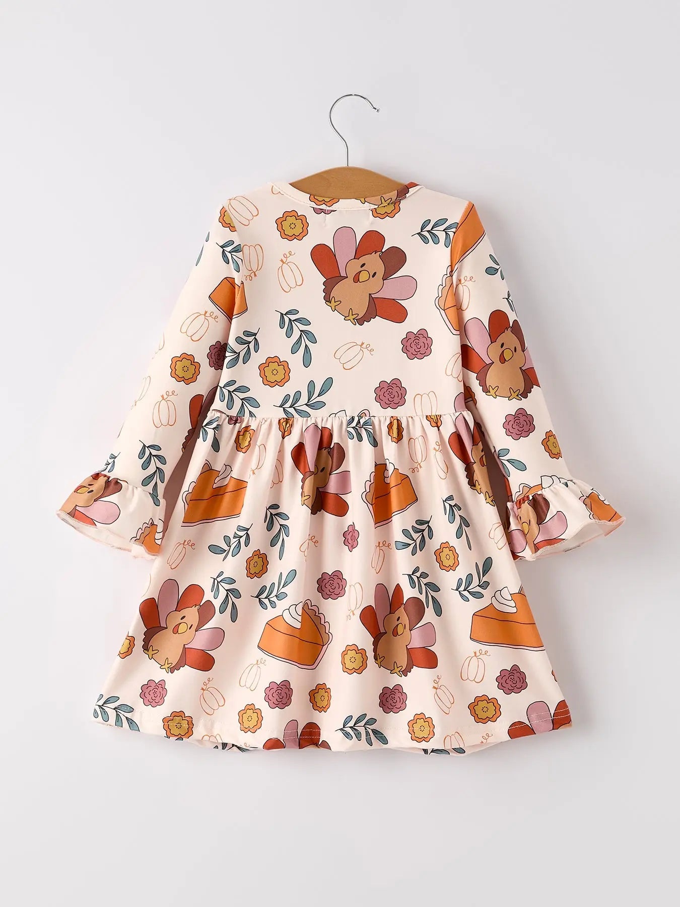 Thanksgiving Cute Turkey And Pie Print Design Girls Dress Rylee Faith Designs
