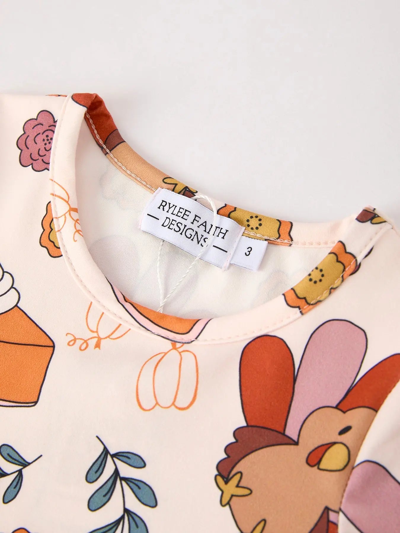 Thanksgiving Cute Turkey And Pie Print Design Girls Dress Rylee Faith Designs