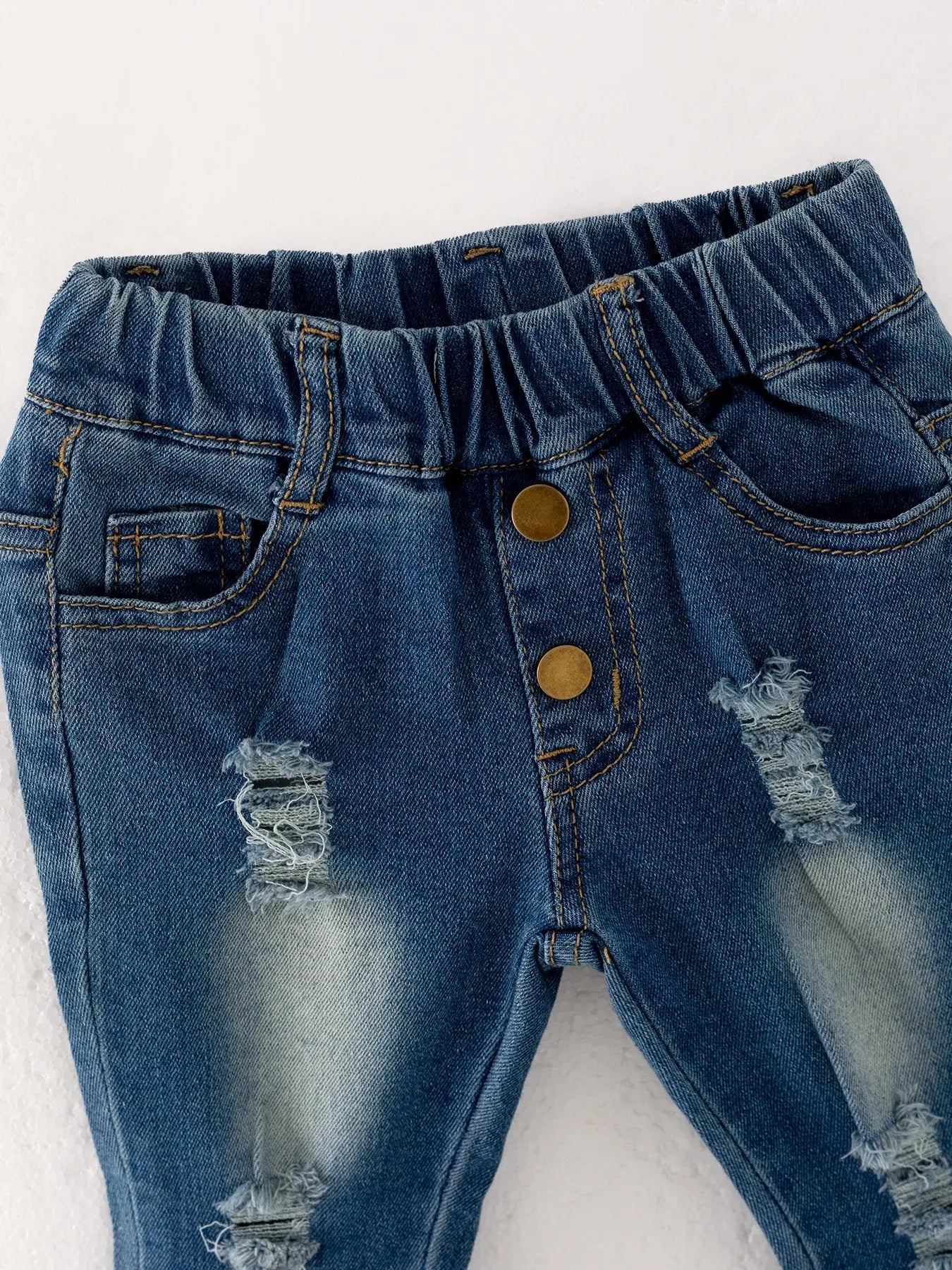 Tight Layer Bell Bottoms Denim Jeans Pants with Elastic Waist Rylee Faith Designs Everetts Place: Online Boutique