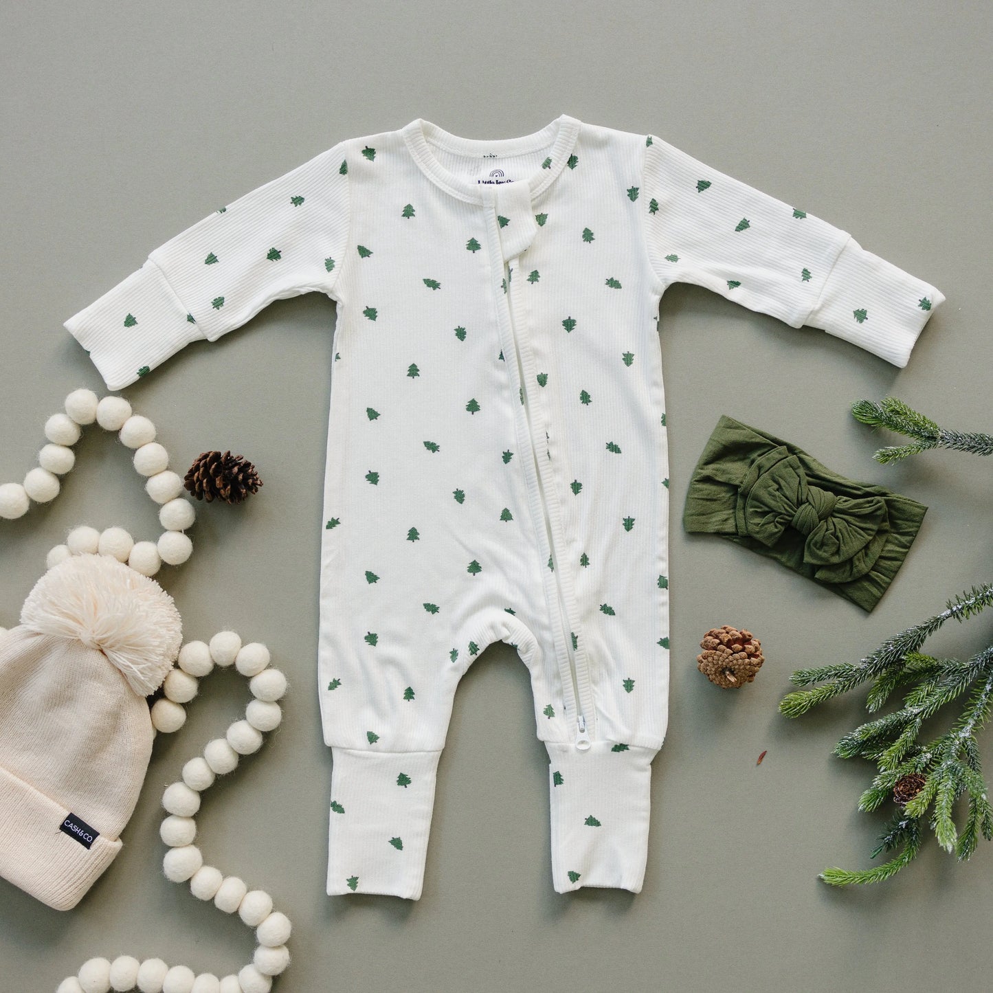 Tiny Trees Ribbed Bamboo Zippy Romper for Babies Everywhere Little Joy Co. Everetts Place: Online Boutique