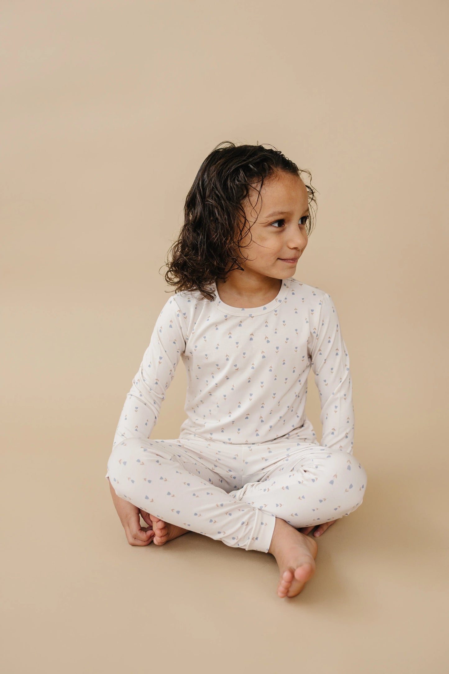 Tiny Tulips Bamboo Pajamas 2Pc Comfort Sleepwear Set Little Joy Co. Everetts Place: Online Boutique