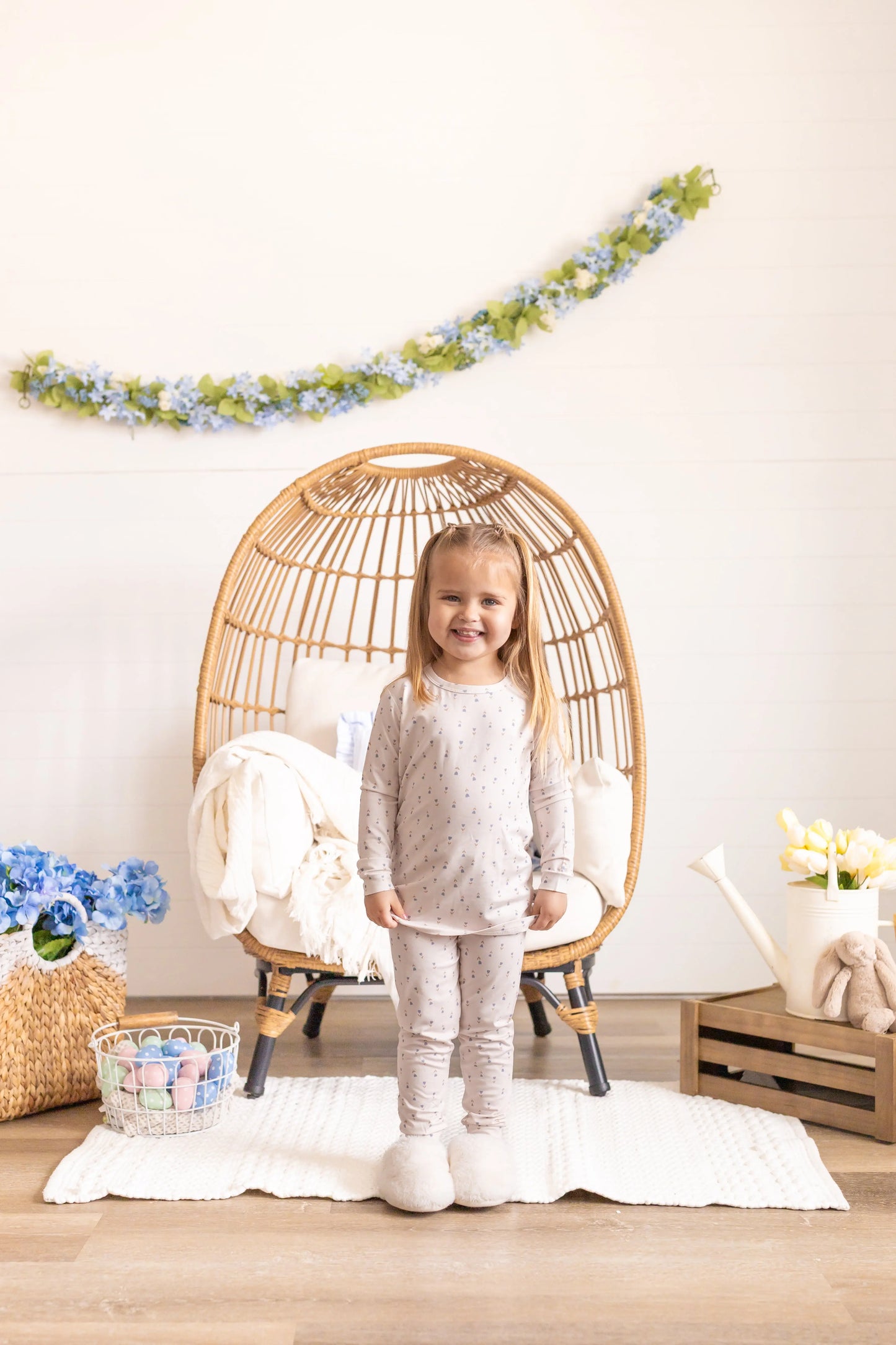 Tiny Tulips Bamboo Pajamas 2Pc Comfort Sleepwear Set Little Joy Co. Everetts Place: Online Boutique