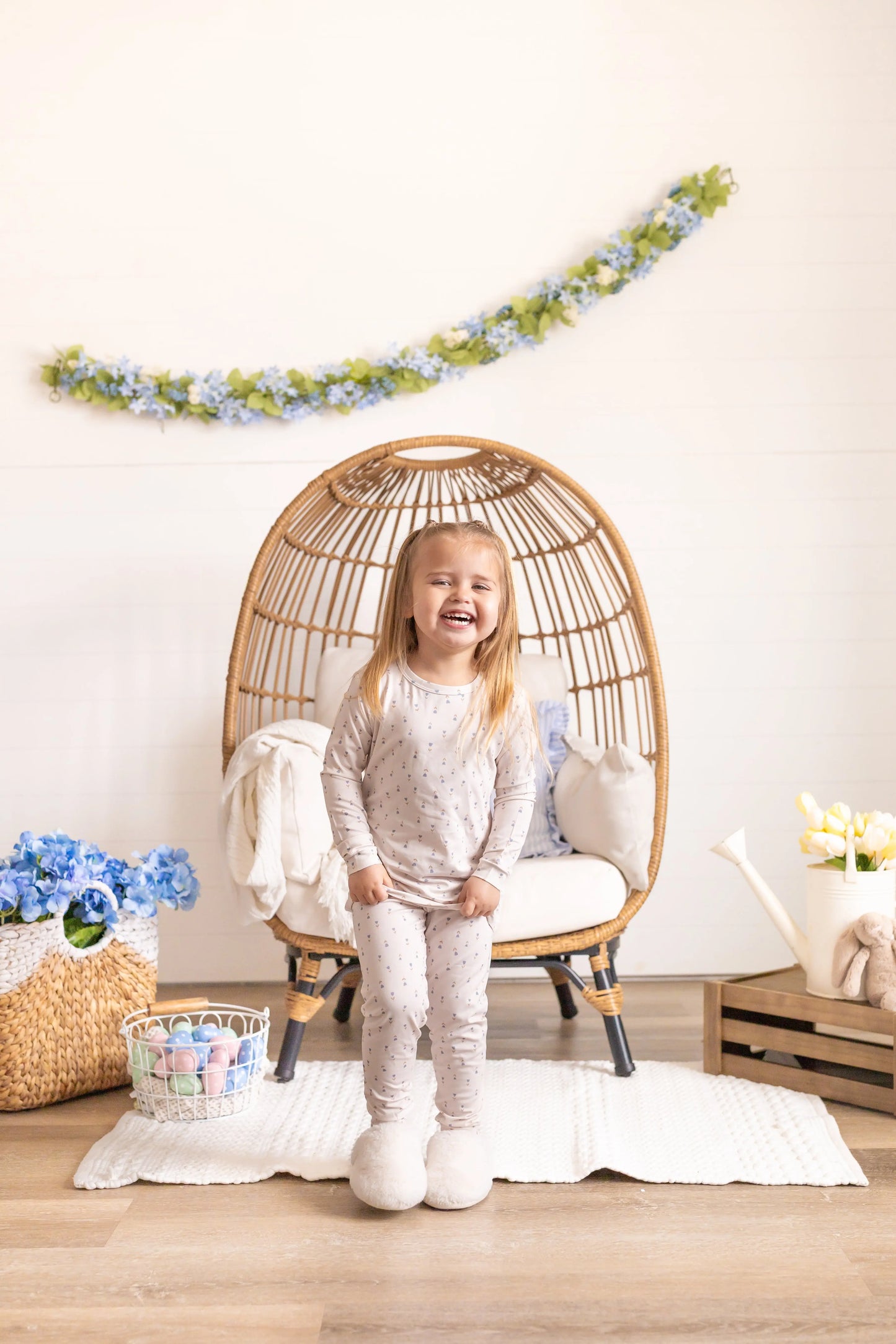 Tiny Tulips Bamboo Pajamas 2Pc Comfort Sleepwear Set Little Joy Co. Everetts Place: Online Boutique