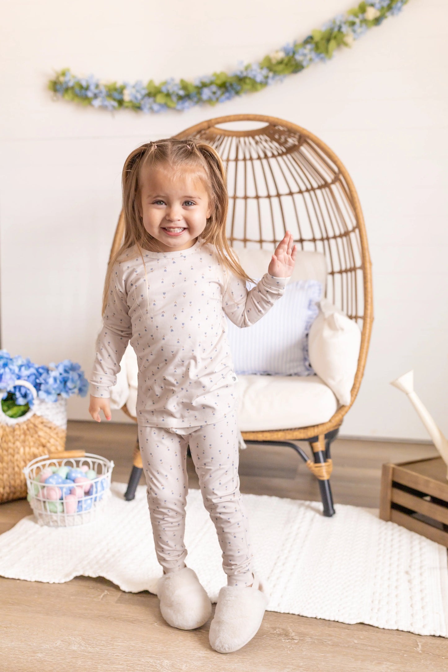 Tiny Tulips Bamboo Pajamas 2Pc Comfort Sleepwear Set Little Joy Co. Everetts Place: Online Boutique