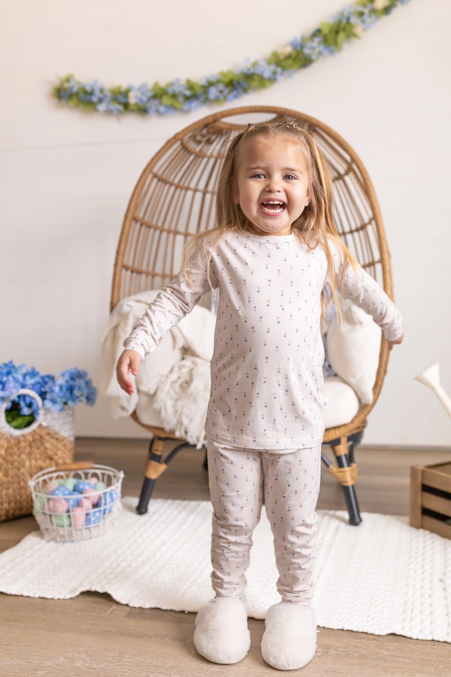 Tiny Tulips Bamboo Pajamas 2Pc Comfort Sleepwear Set Little Joy Co. Everetts Place: Online Boutique