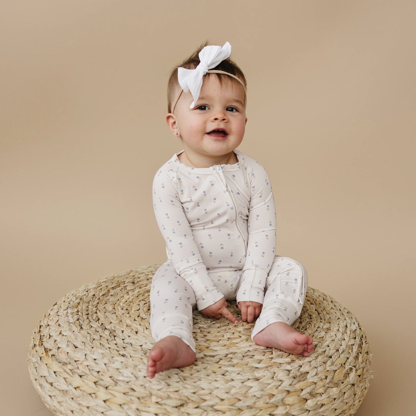 Tiny Tulips Bamboo Zippy Pajamas for Babies Little Joy Little Joy Co. Everetts Place: Online Boutique