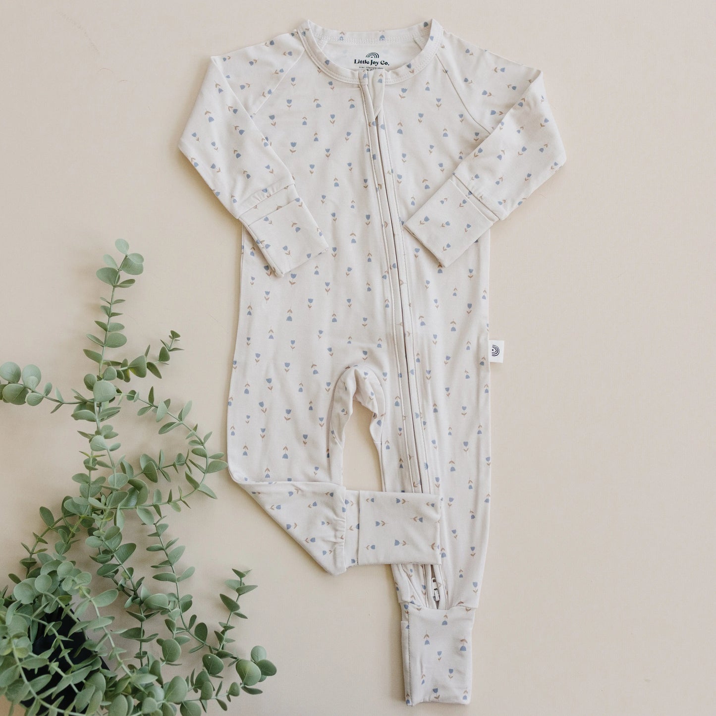 Tiny Tulips Bamboo Zippy Pajamas for Babies Little Joy Little Joy Co. Everetts Place: Online Boutique