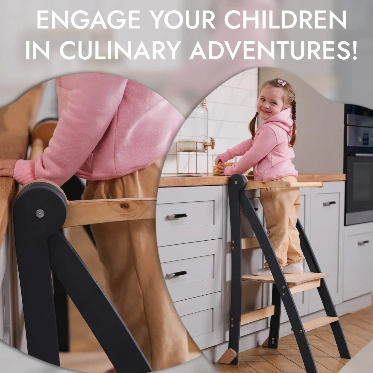 Toddler Learning Tower Step Stool for Kids Graphite Goodevas Everetts Place: Online Boutique