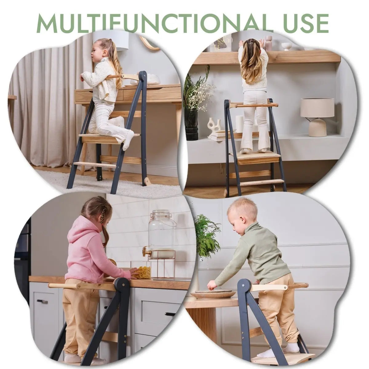 Toddler Learning Tower Step Stool for Kids Graphite Goodevas Everetts Place: Online Boutique