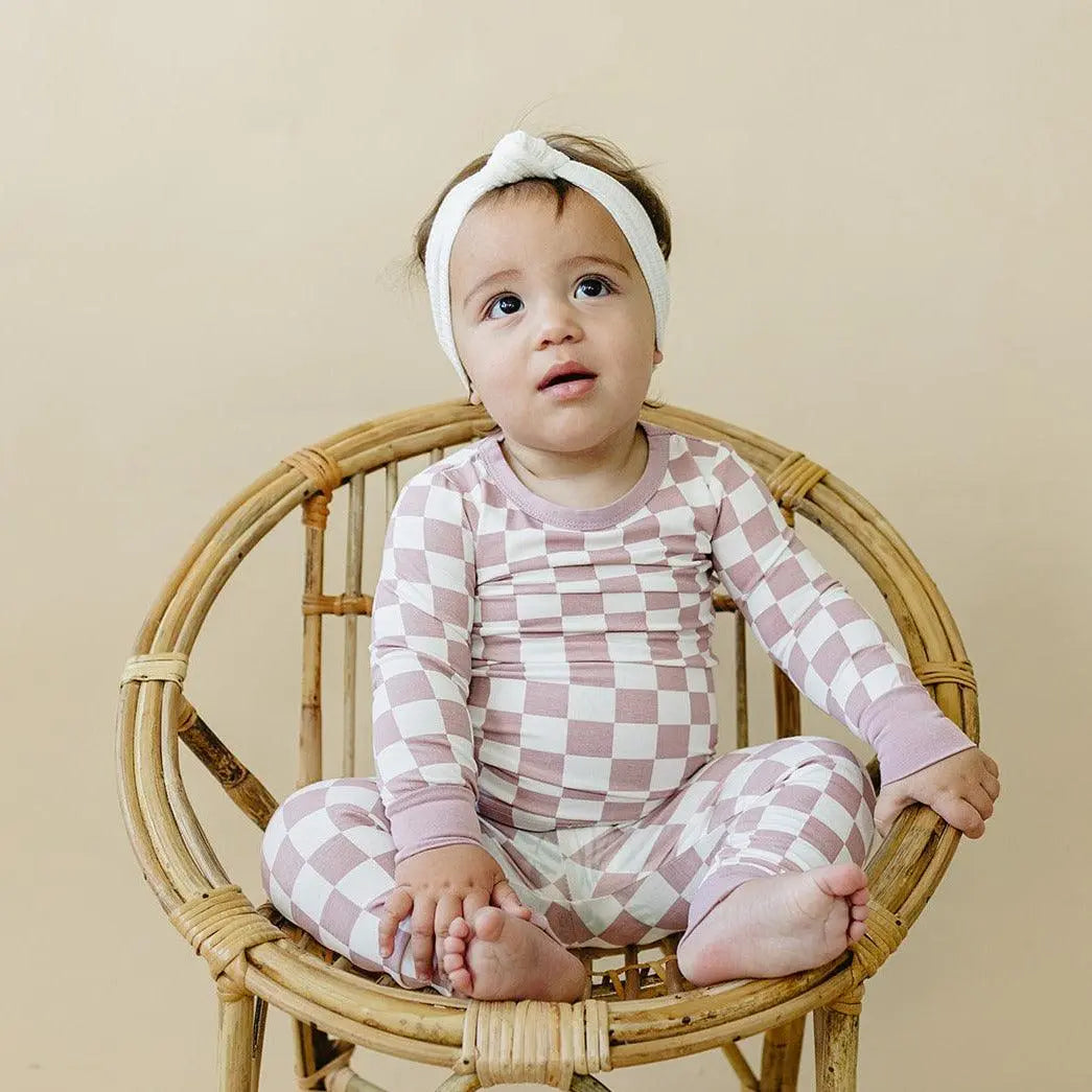 Tropical Haze Check 2pc Bamboo Pajama Set Soft Comfort Fit Little Joy Co. Everetts Place: Online Boutique