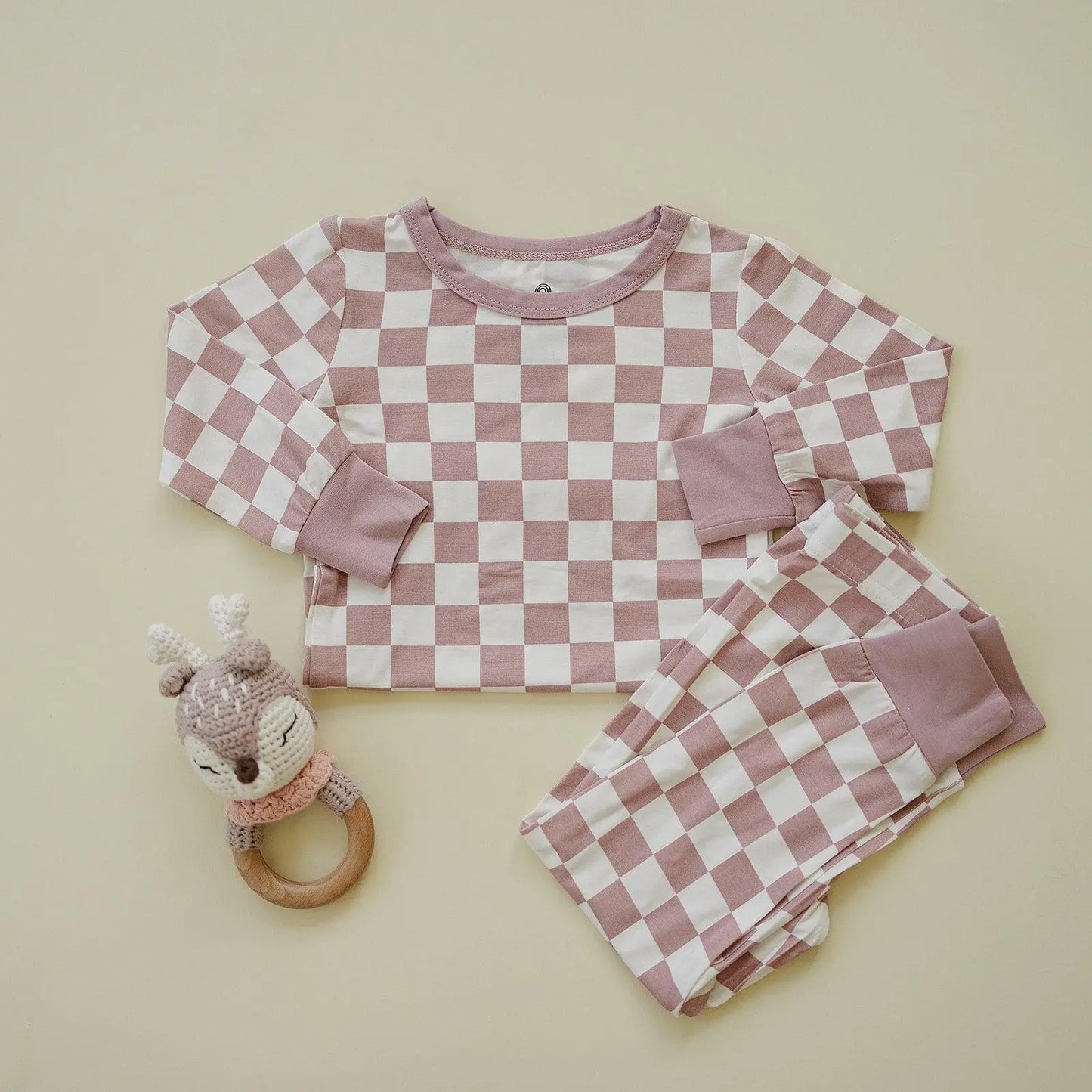 Tropical Haze Check 2pc Bamboo Pajama Set Soft Comfort Fit Little Joy Co. Everetts Place: Online Boutique