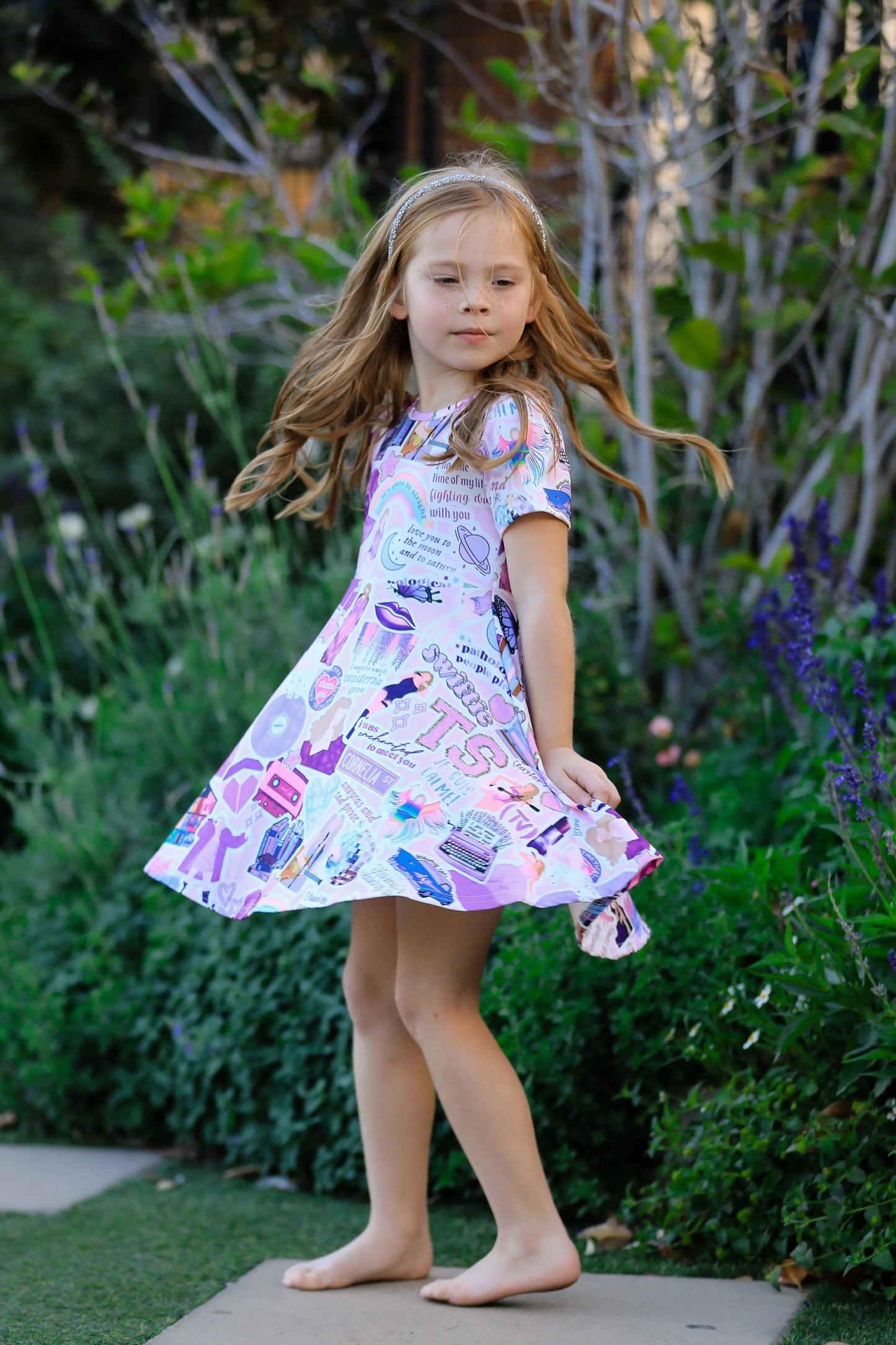 Ts Girls Lavender Twirly Print Milk Silk Dress Party Rylee Faith Designs Everetts Place: Online Boutique