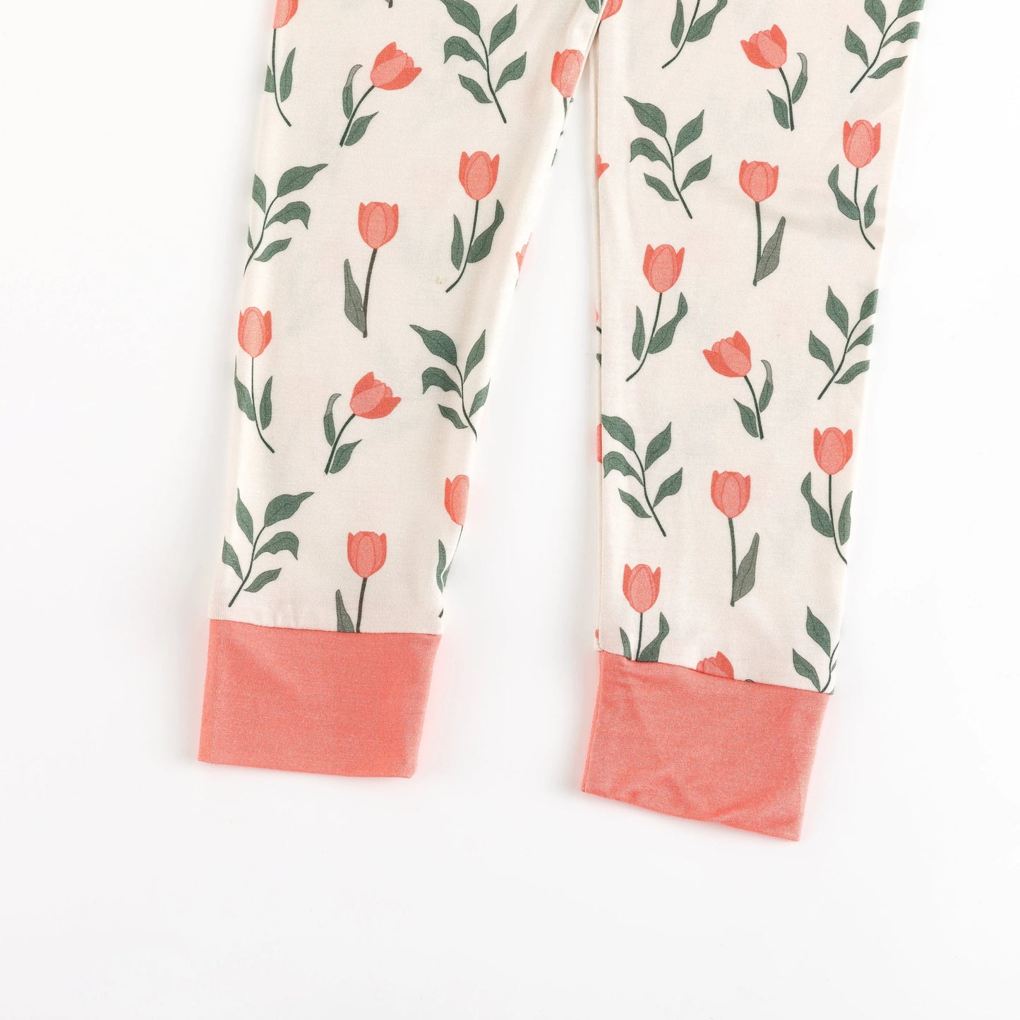 Tulip Print Long Sleeve Pajama Set With Coral Trim Cozy Dreamlet Everetts Place: Online Boutique