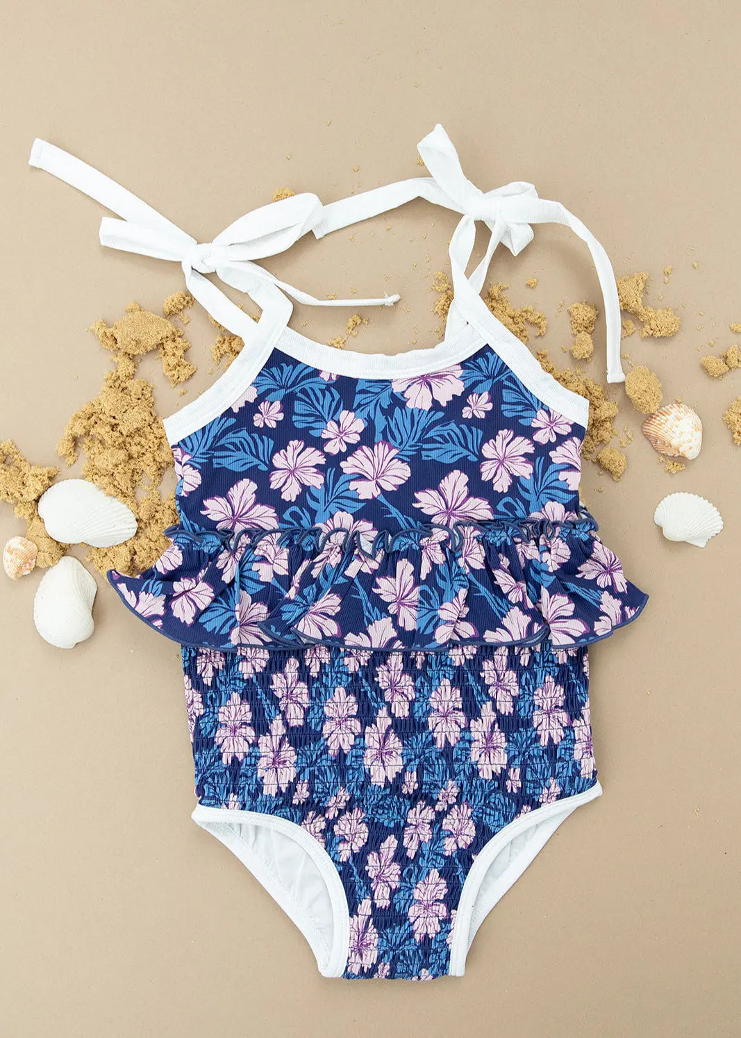 Twilight Blossoms One Piece Smocked Swimsuit For Girls Charlie Lou Baby Everetts Place: Online Boutique