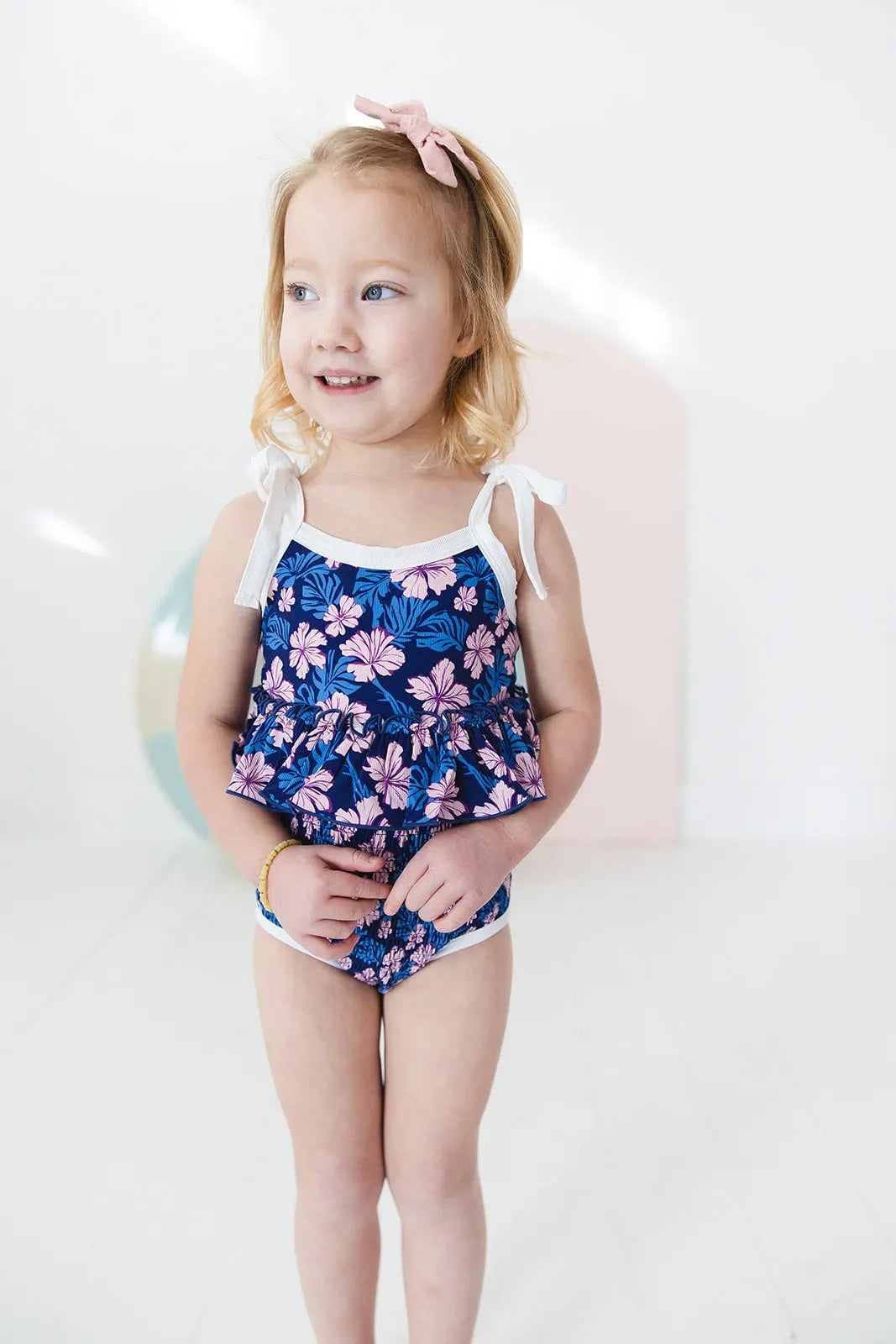 Twilight Blossoms One Piece Smocked Swimsuit For Girls Charlie Lou Baby Everetts Place: Online Boutique